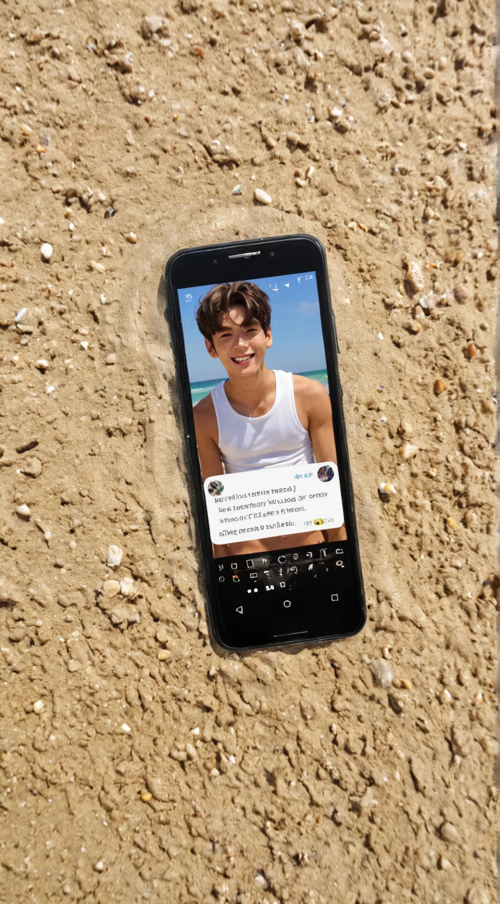 ai character: txt y tu playa background