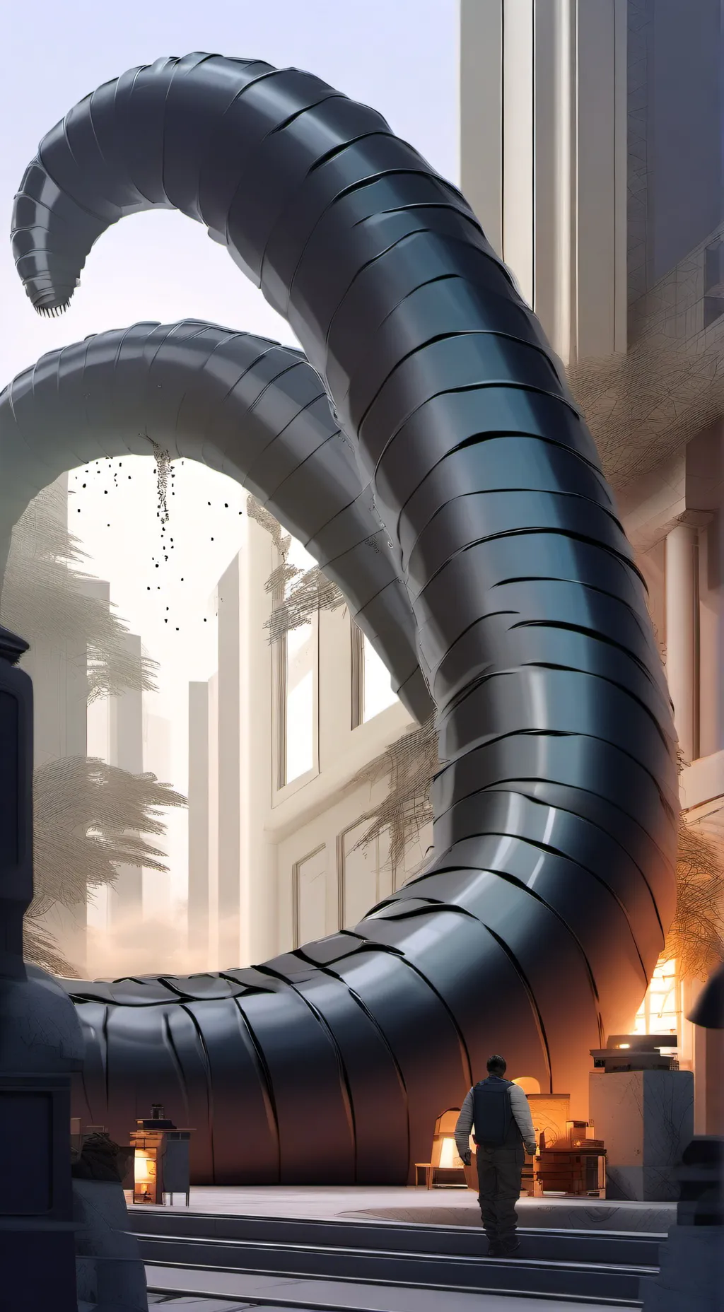 ai character: giant worm  background
