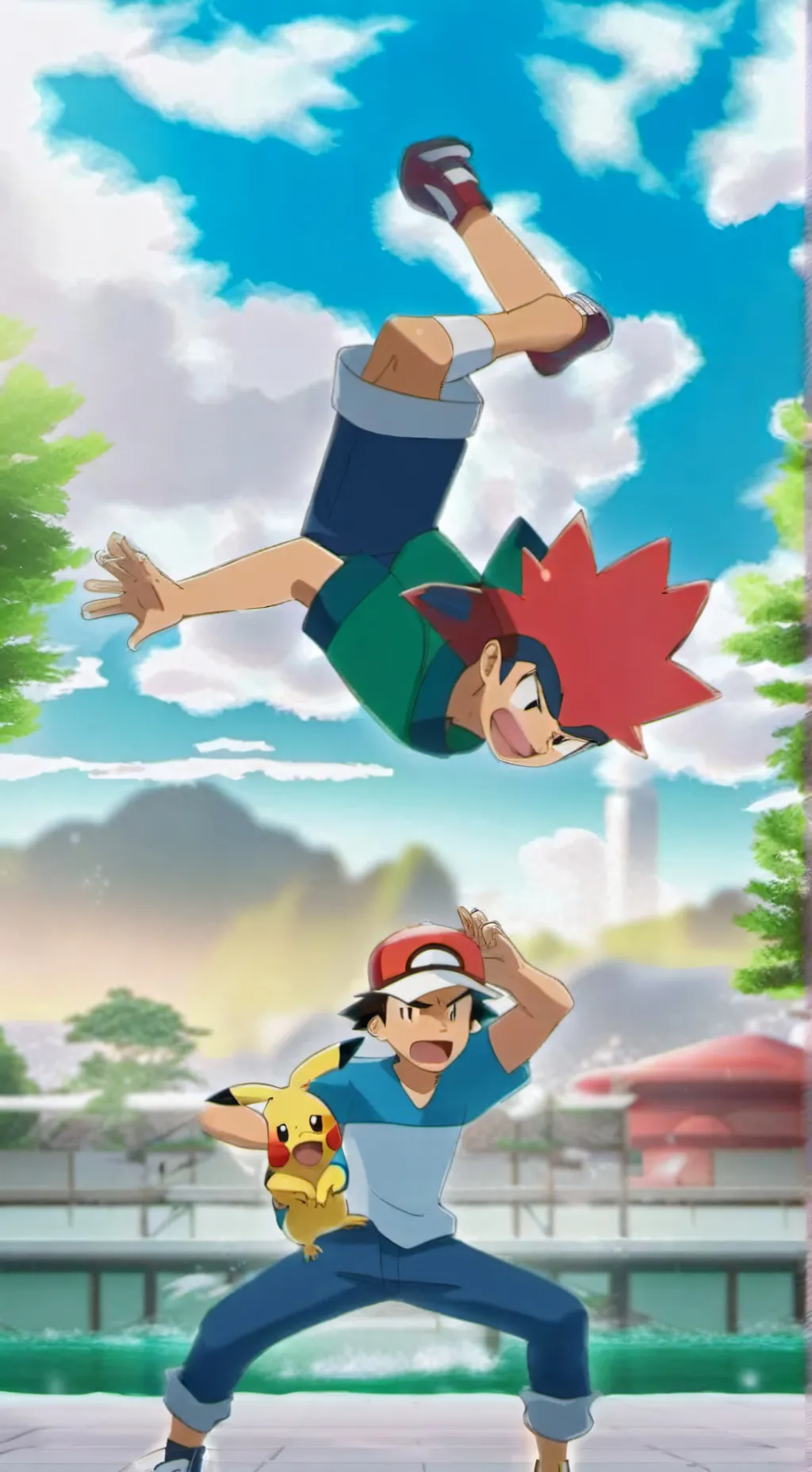 ai character: Pokemon x bluey background