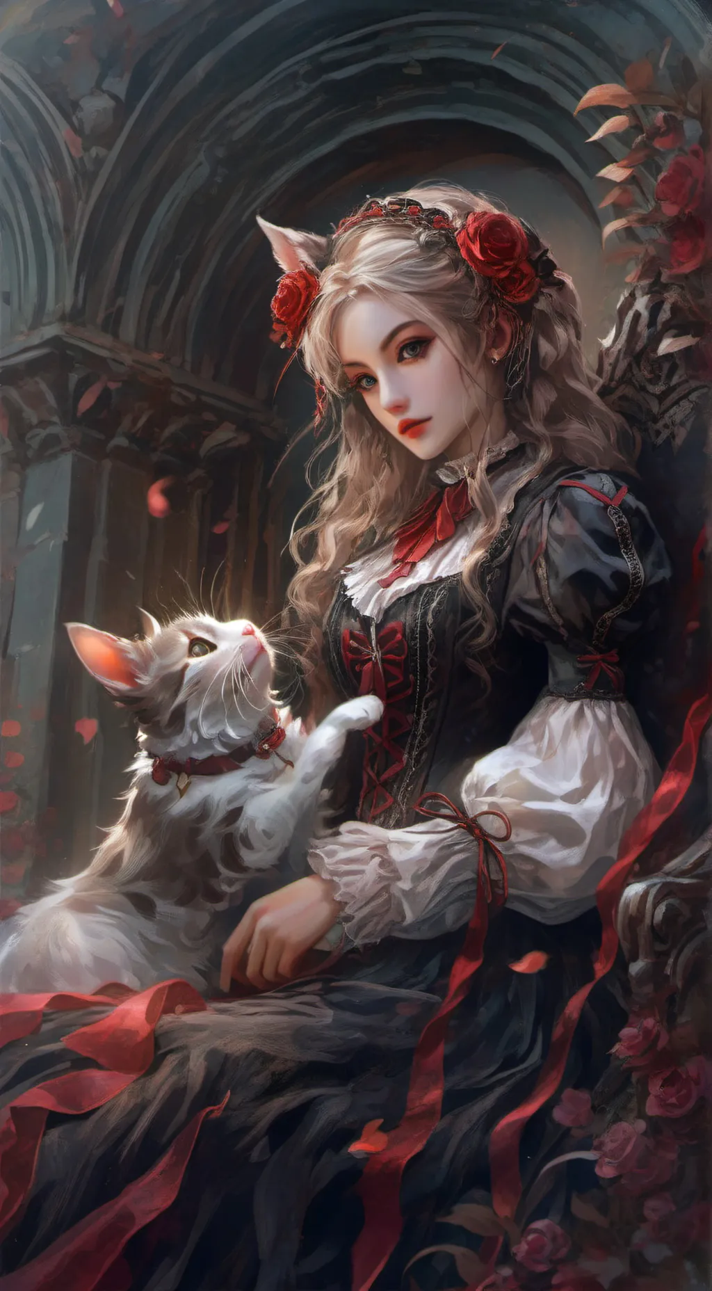 ai character: 👑regina dei gatti🐱 background