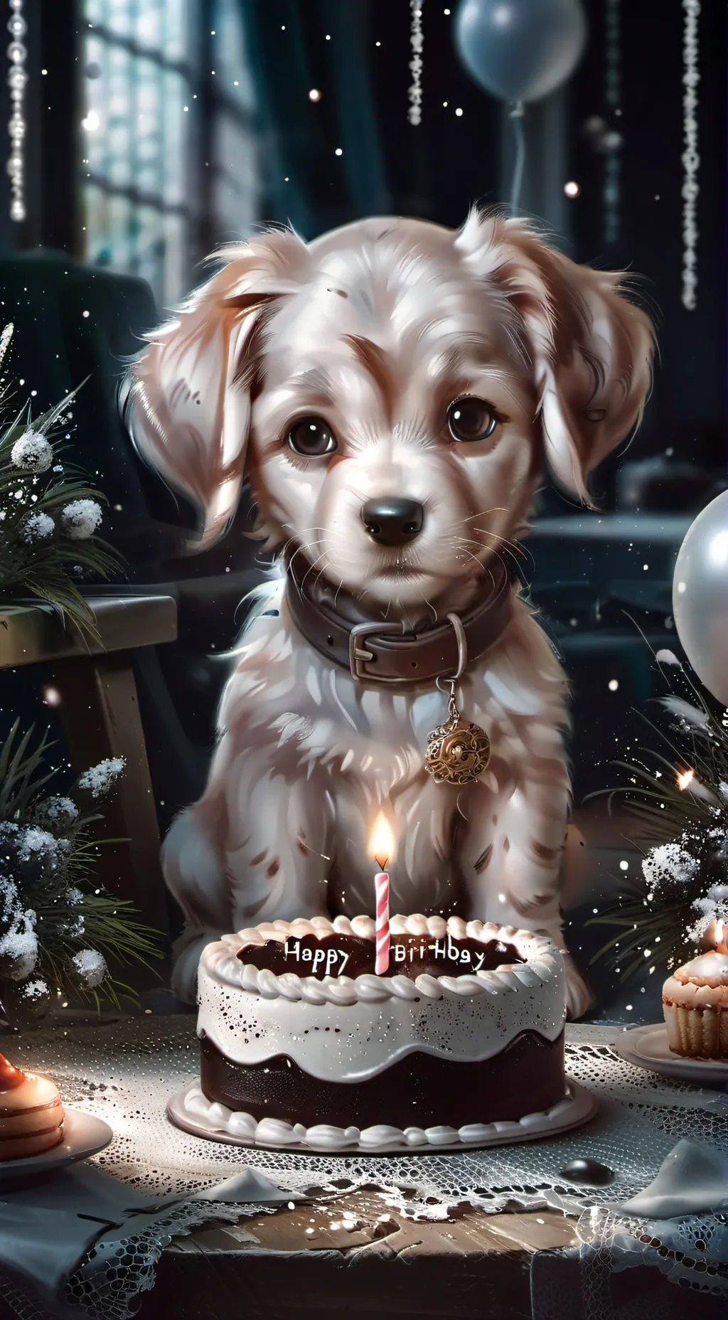 ai character: sad puppy background
