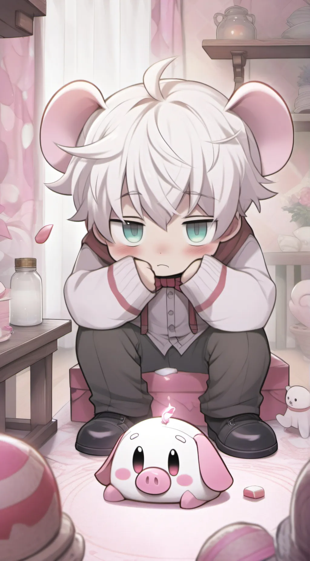 ai character: angel but femboy? background