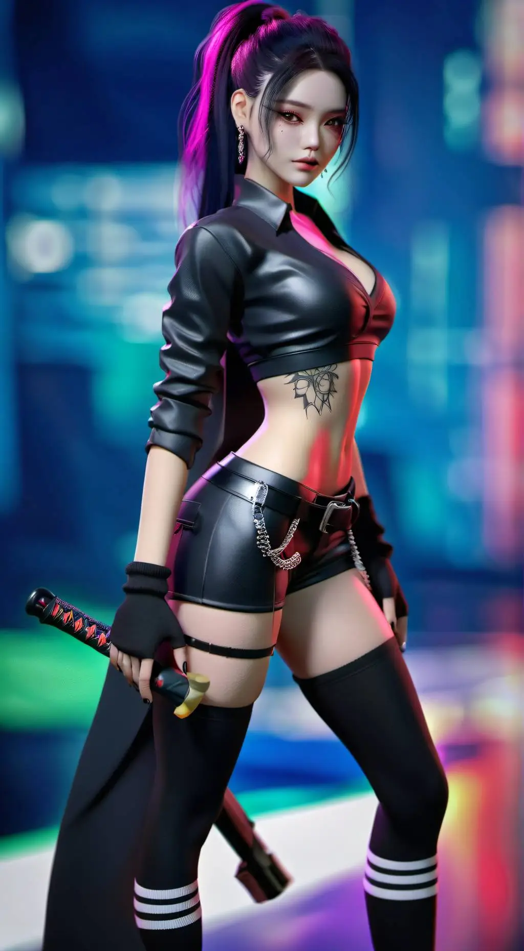 ai character: cool girl at schol background