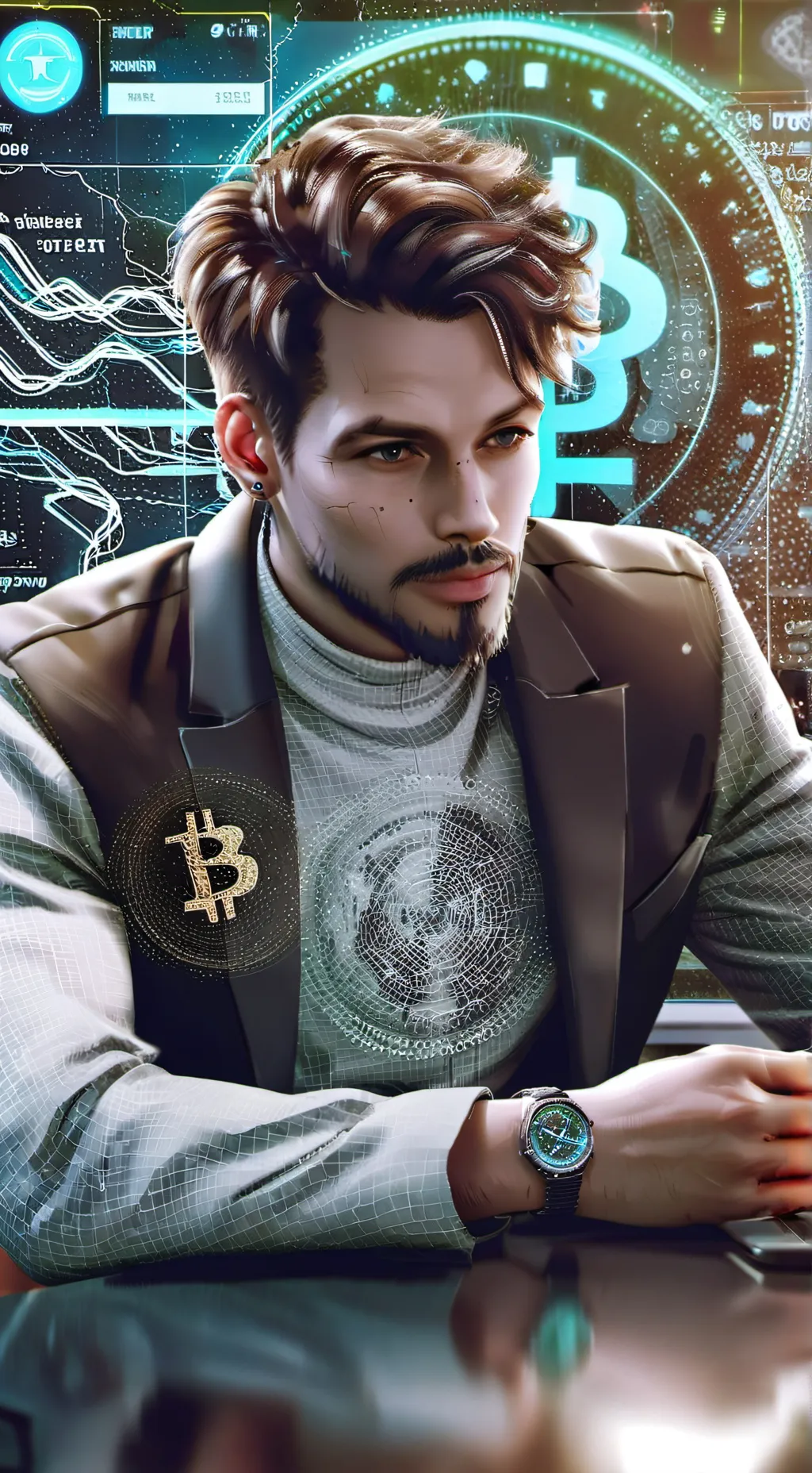ai character: The Crypto-Coffee Conundrum background