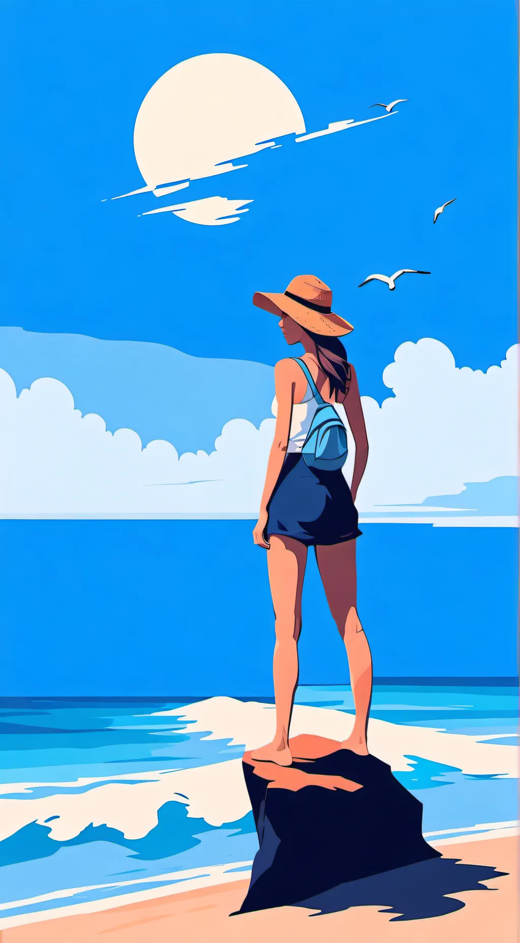 ai character: Squid game beach background