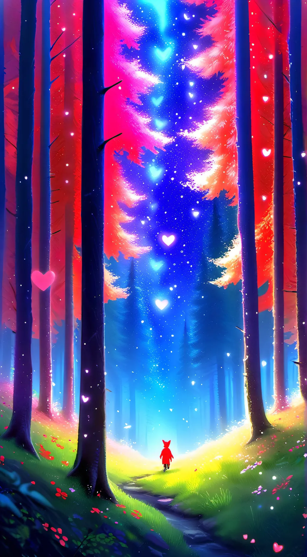 ai character: love forest background