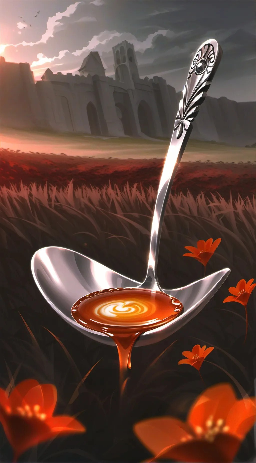 ai character: honey spoon background