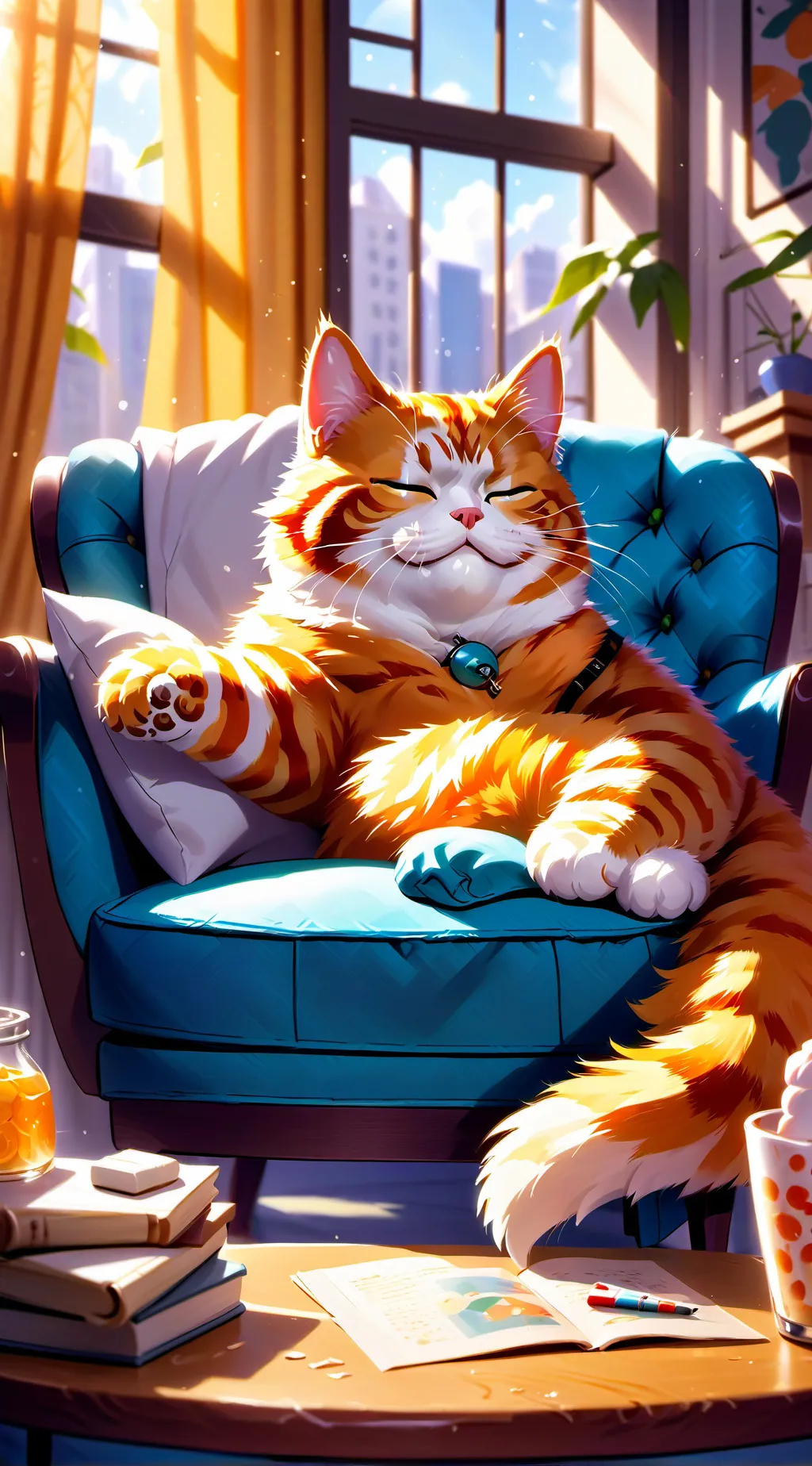 ai character: Garfield  background