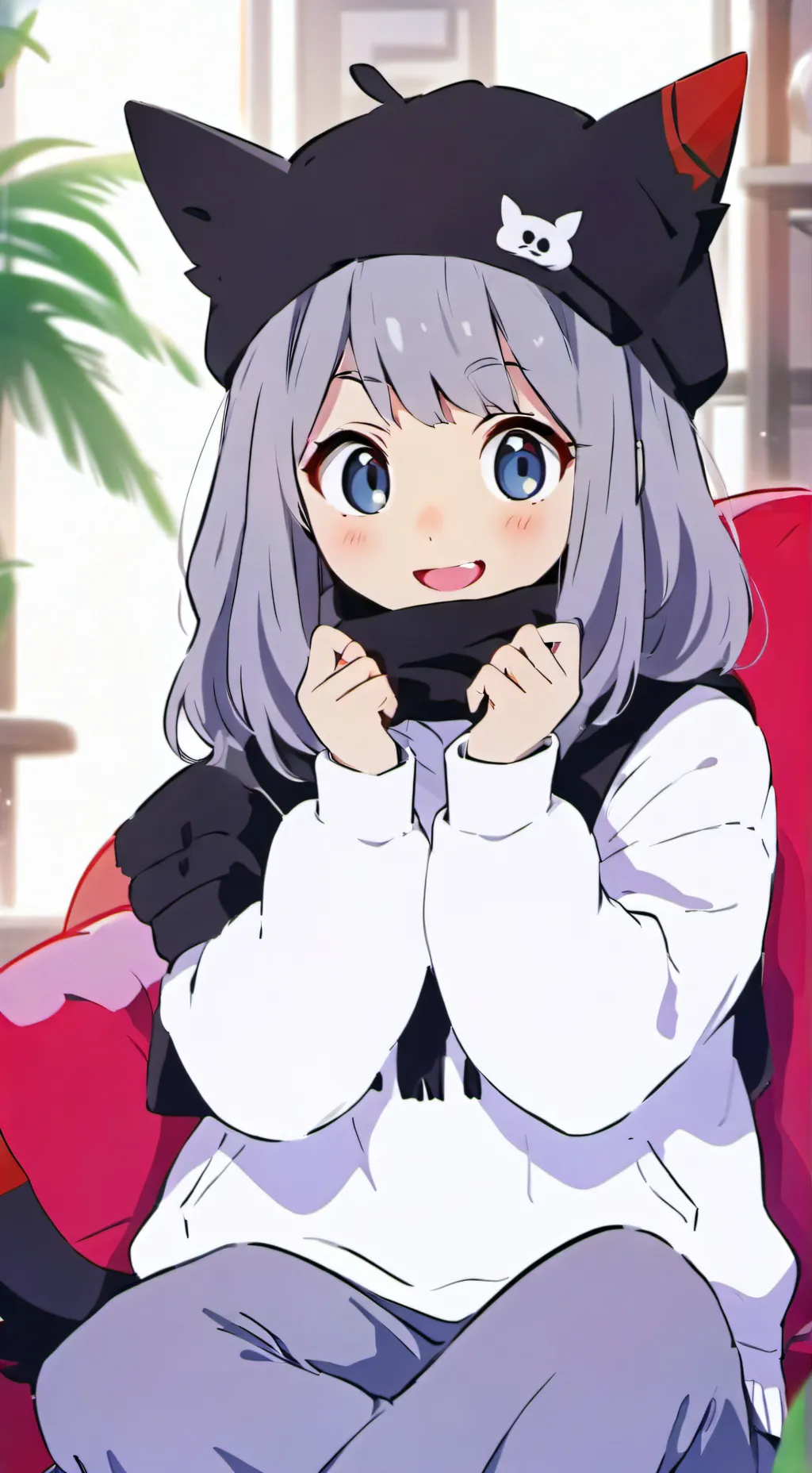 ai character: Grey Furry Demon Hat background