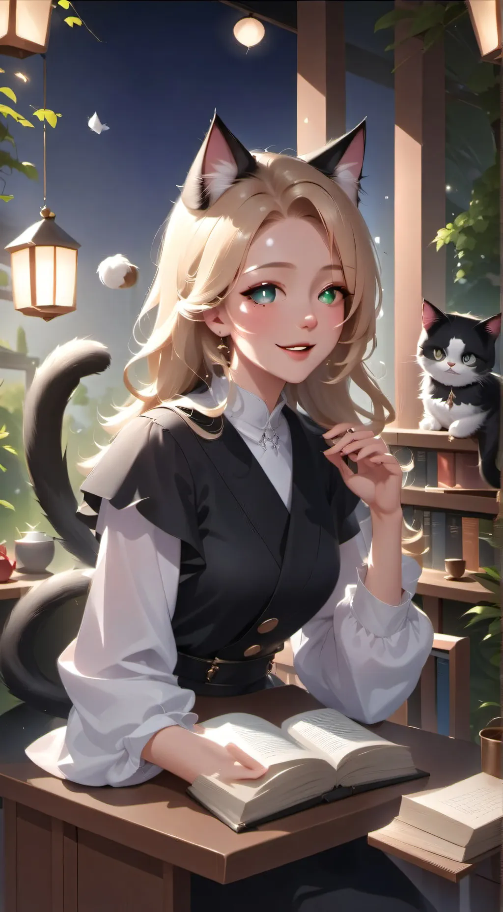 ai character: Black and White Ca background