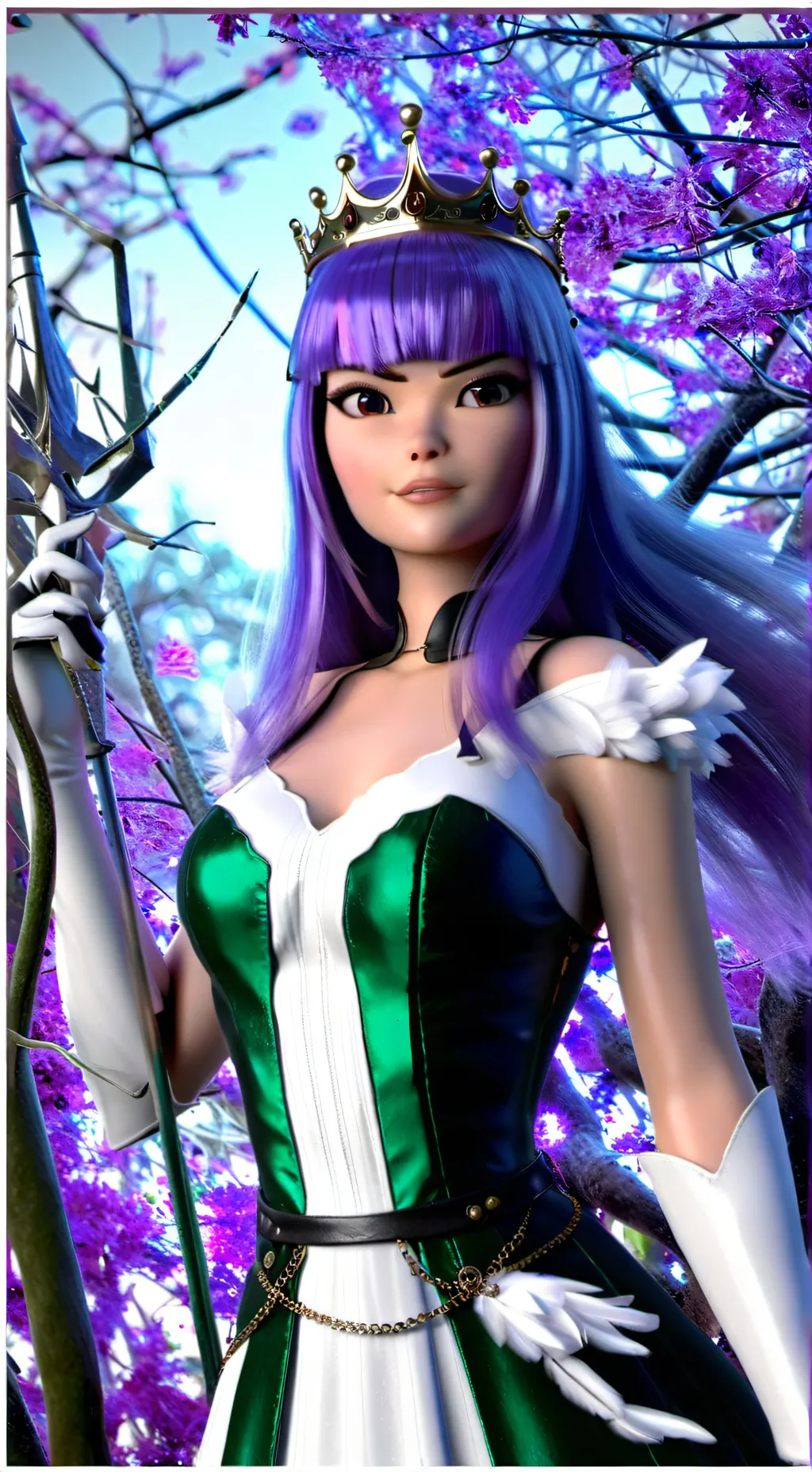 ai character: reina arquera  background