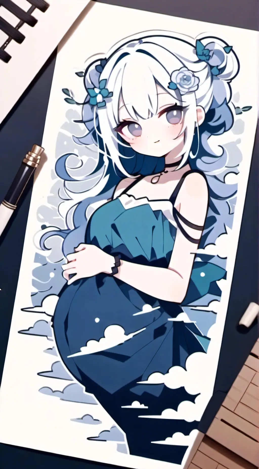 ai character: pomni is pregnant  background