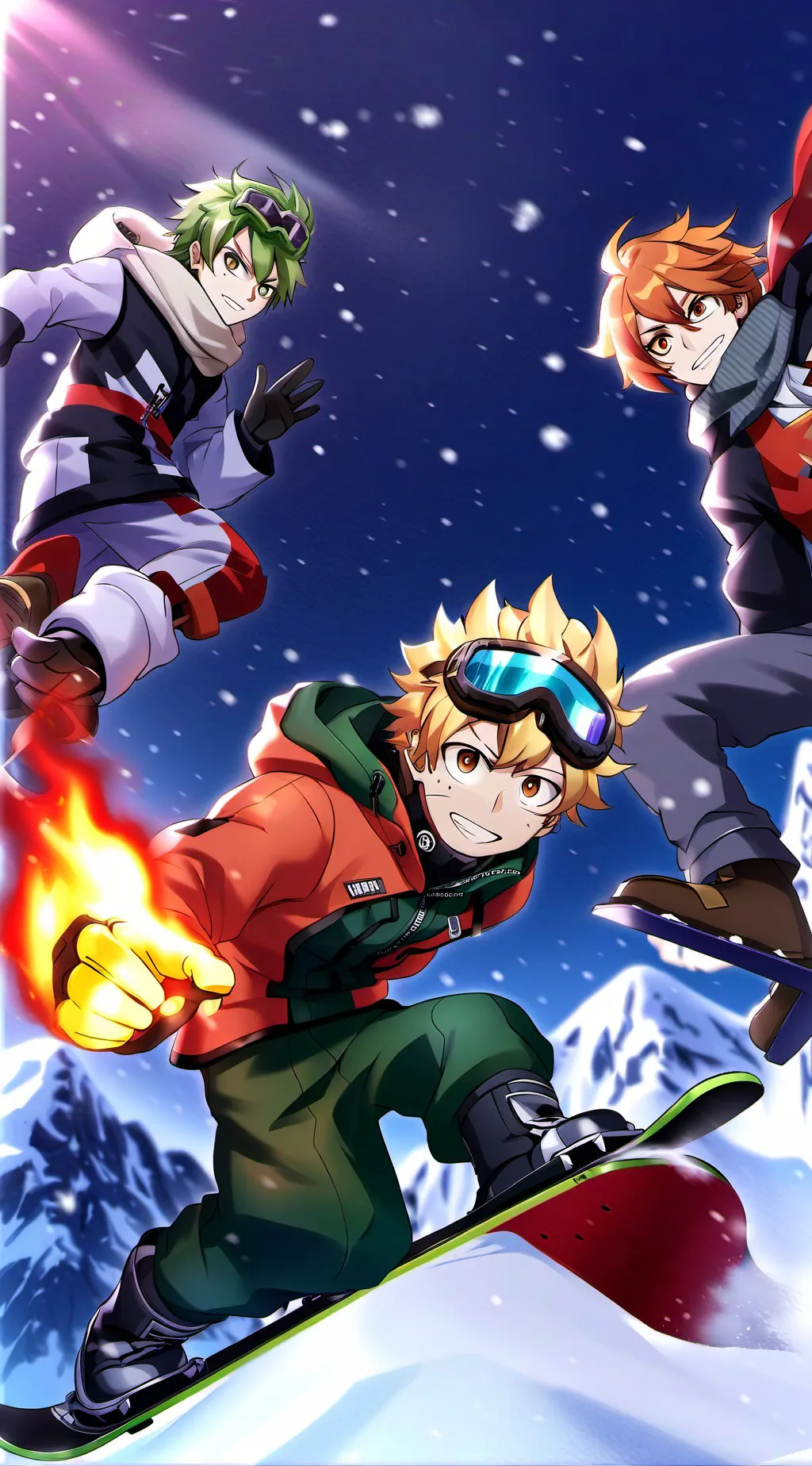 ai character: MHA Snow Day background