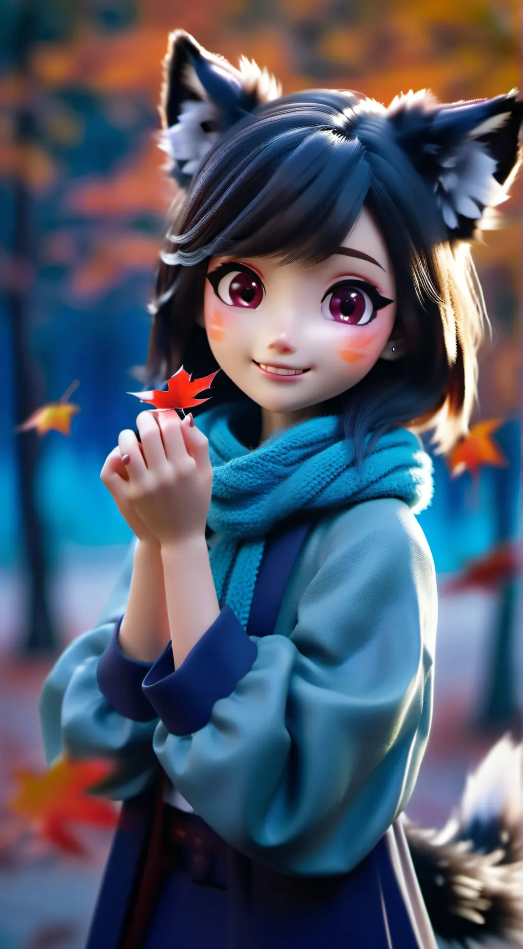 ai character: Red Spirit Furry background