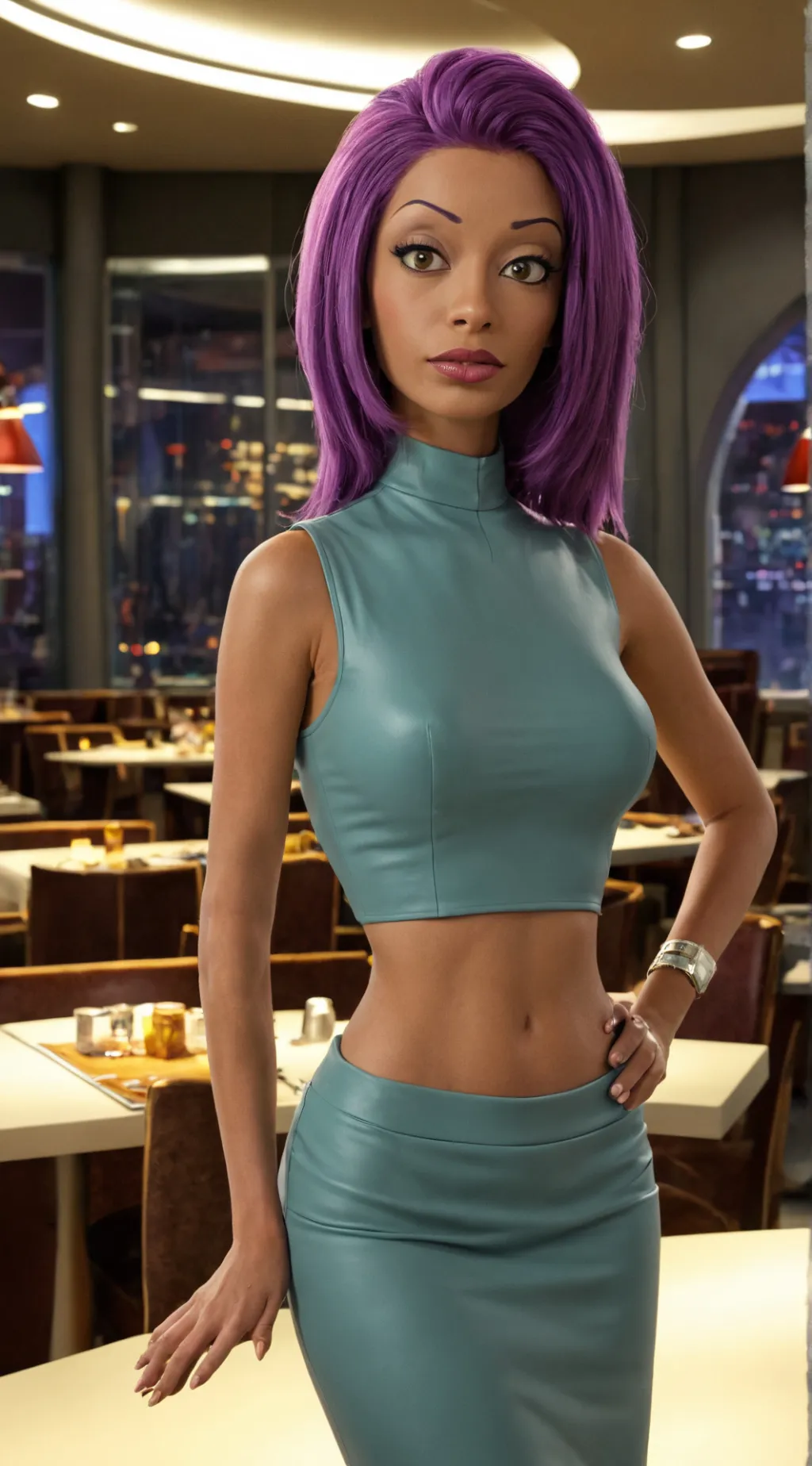 ai character: Leela new Look background