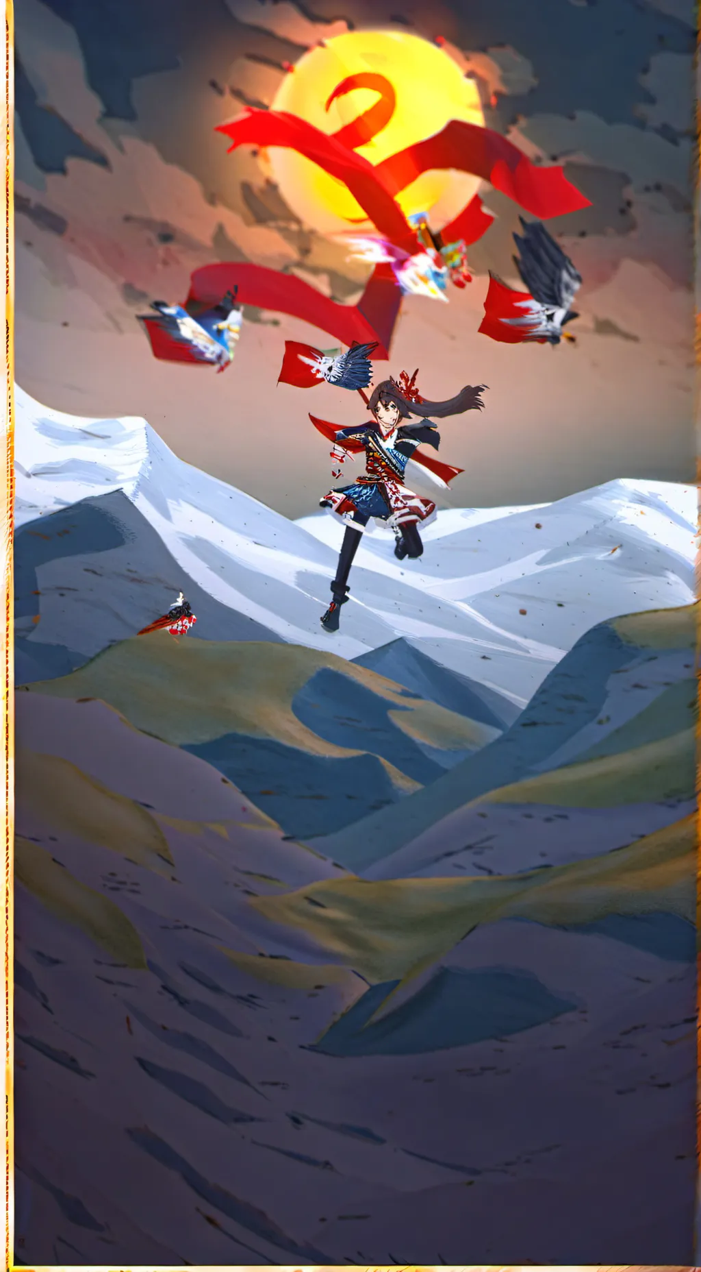 ai character: Genshin eres amber background