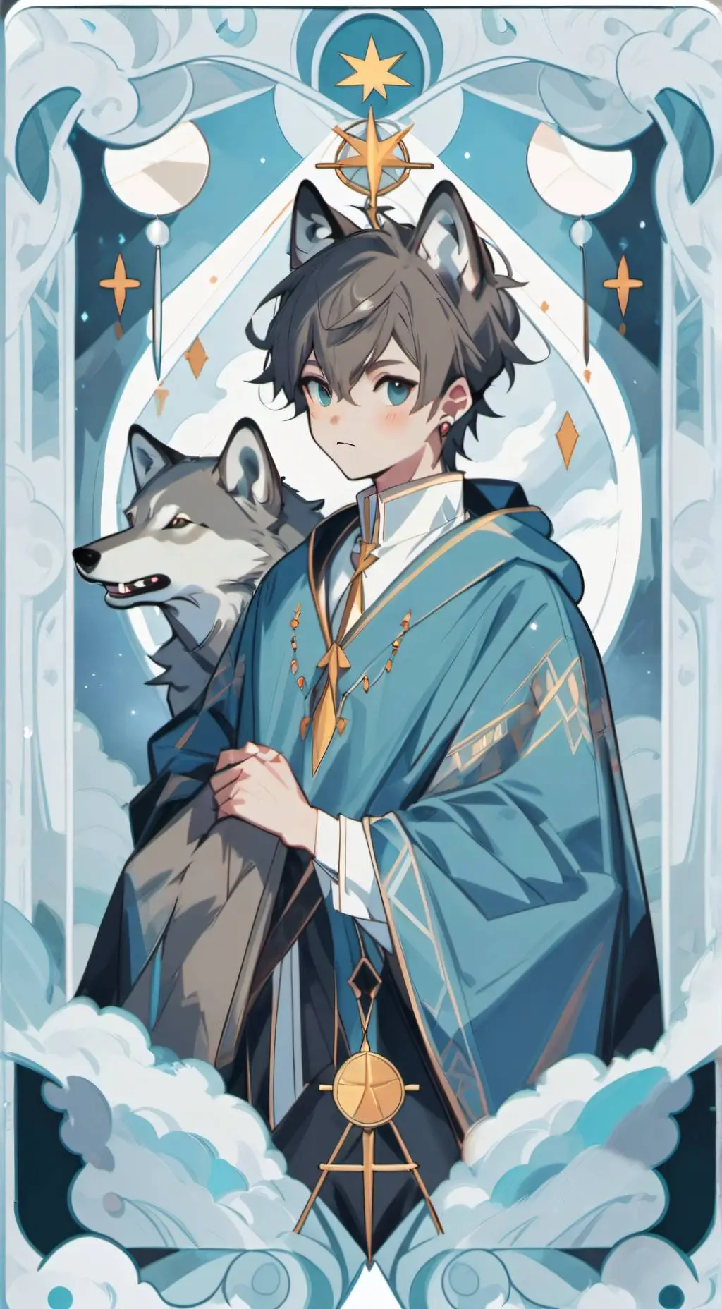 ai character: wolf hybrid  background