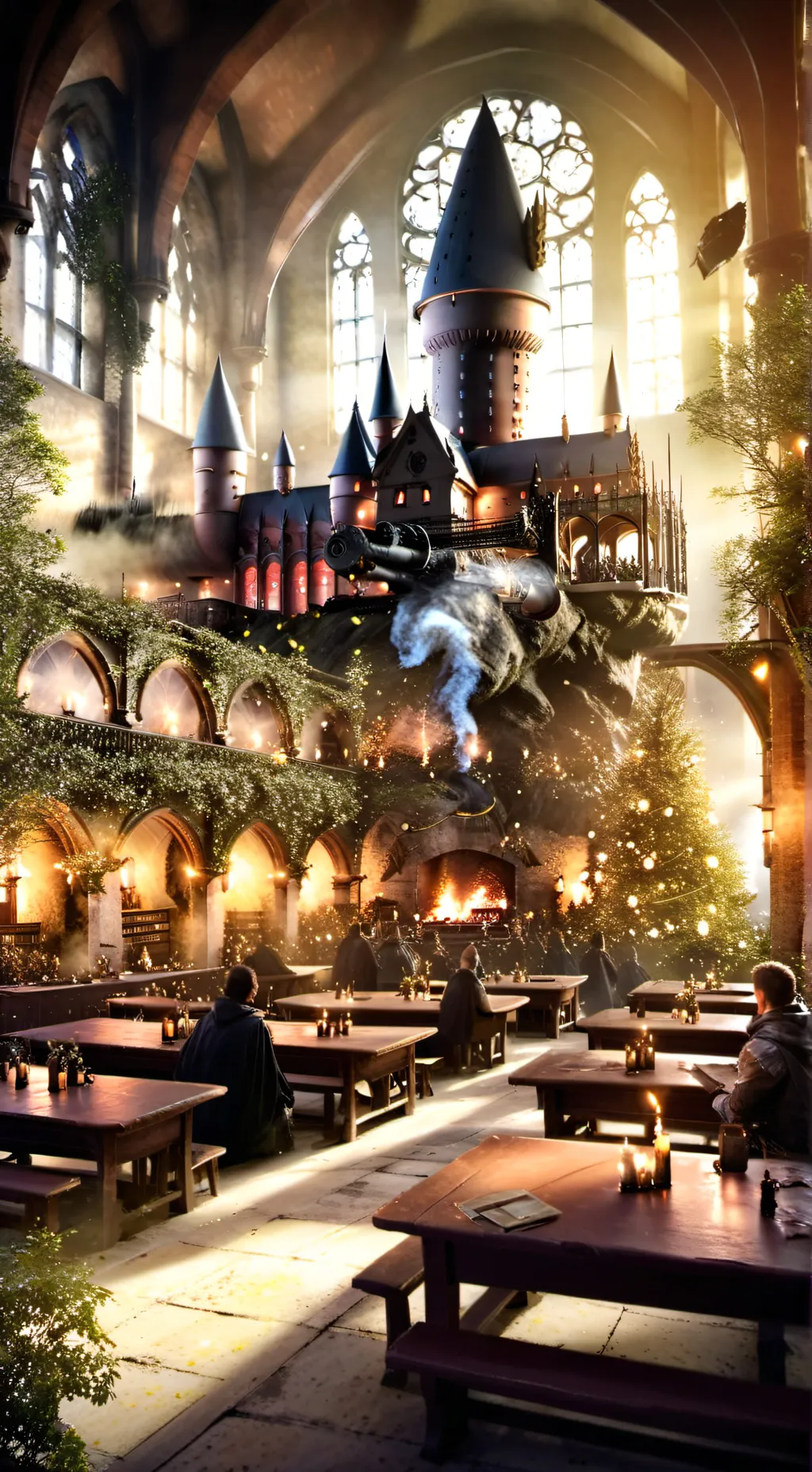 ai character: Hogwarts dam  background