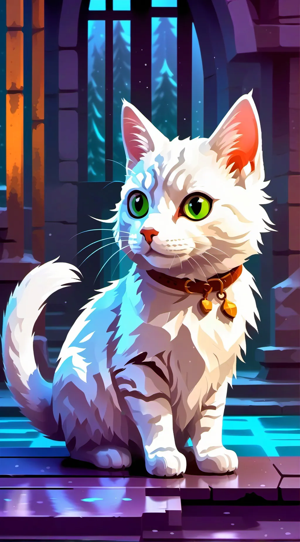 ai character: mamacat& babies  background