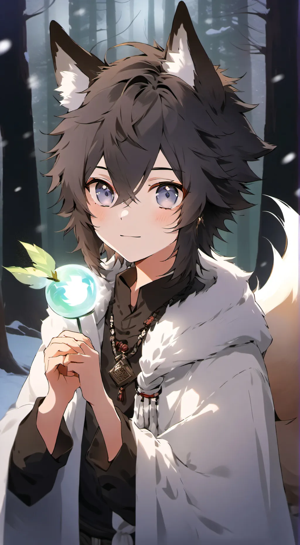 ai character: Snow Wolf Spirit background