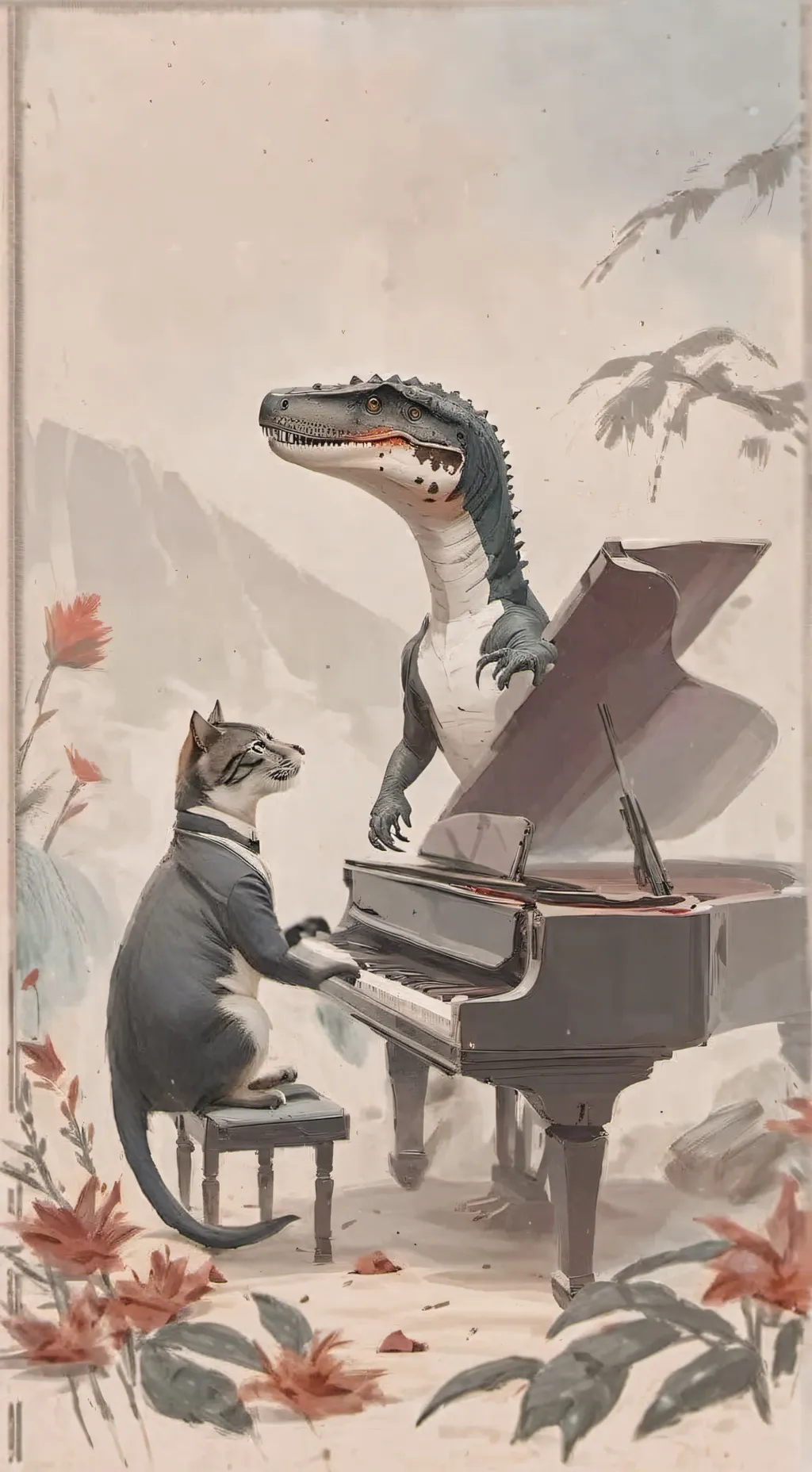 ai character: Pianosaurs 
painos background