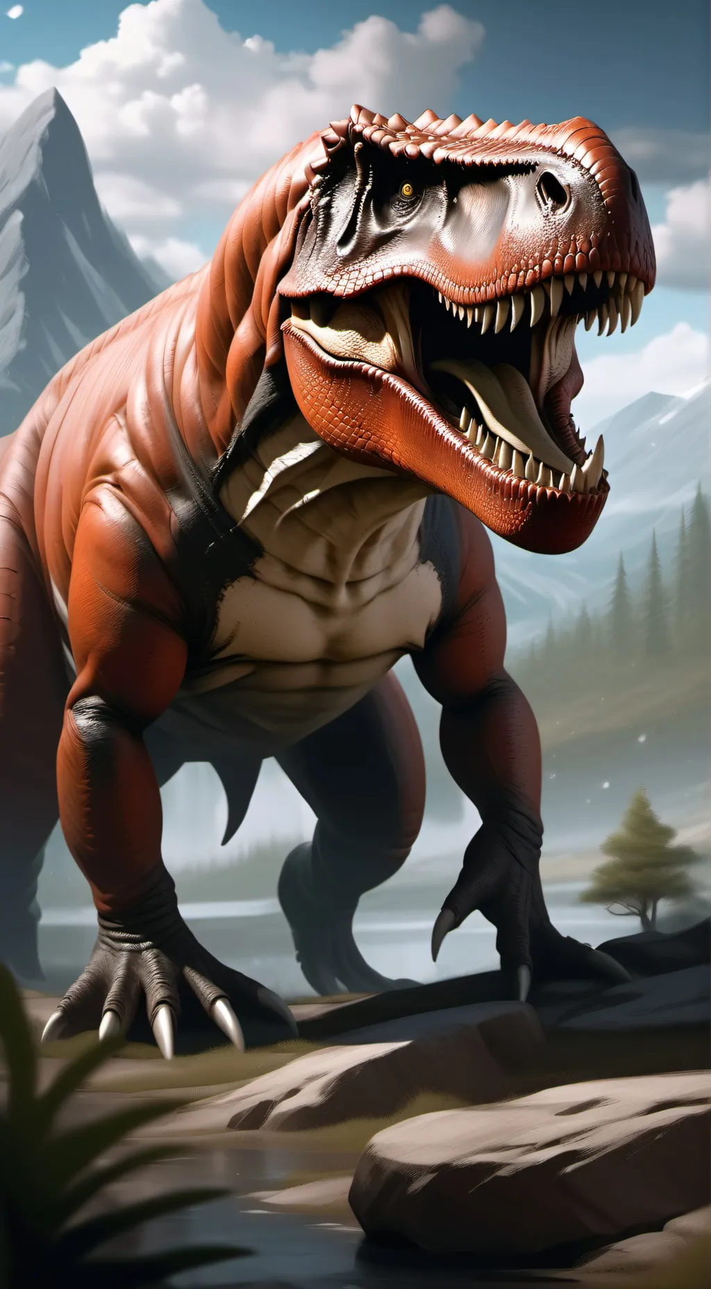 ai character: T-rex tooth background