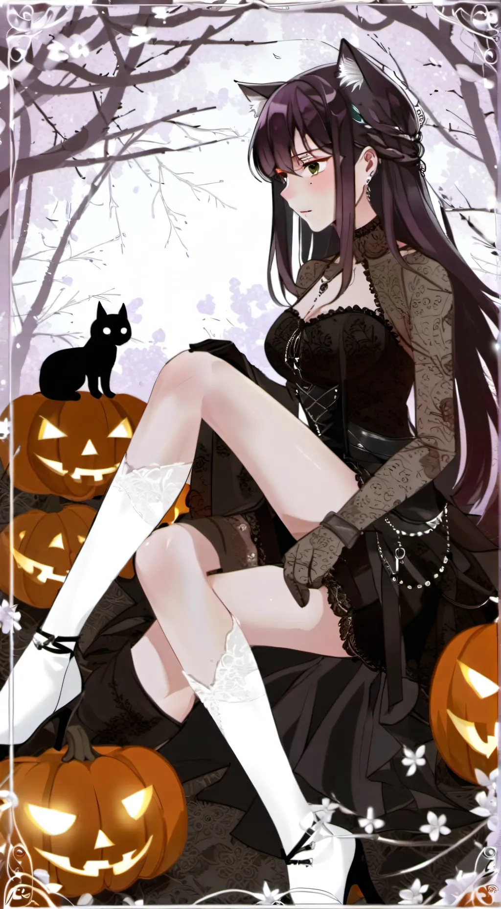 ai character: komi pero haloween background