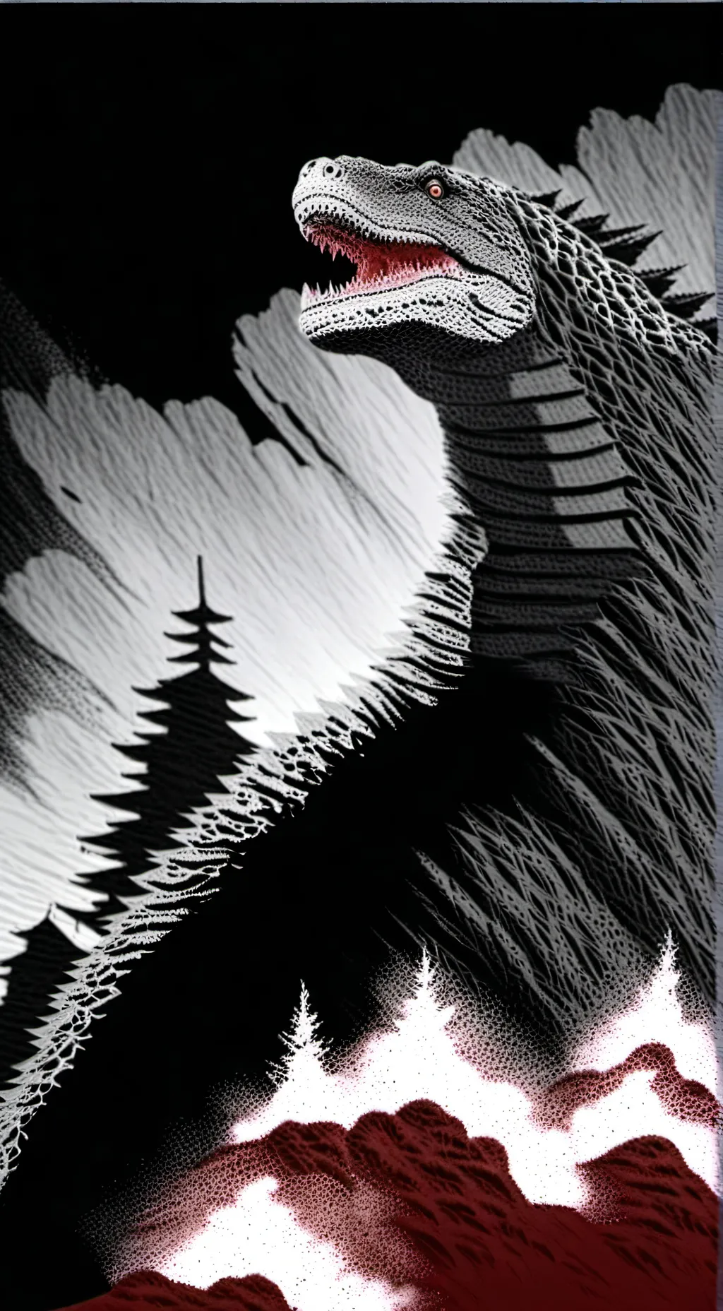 ai character: GODZILA background