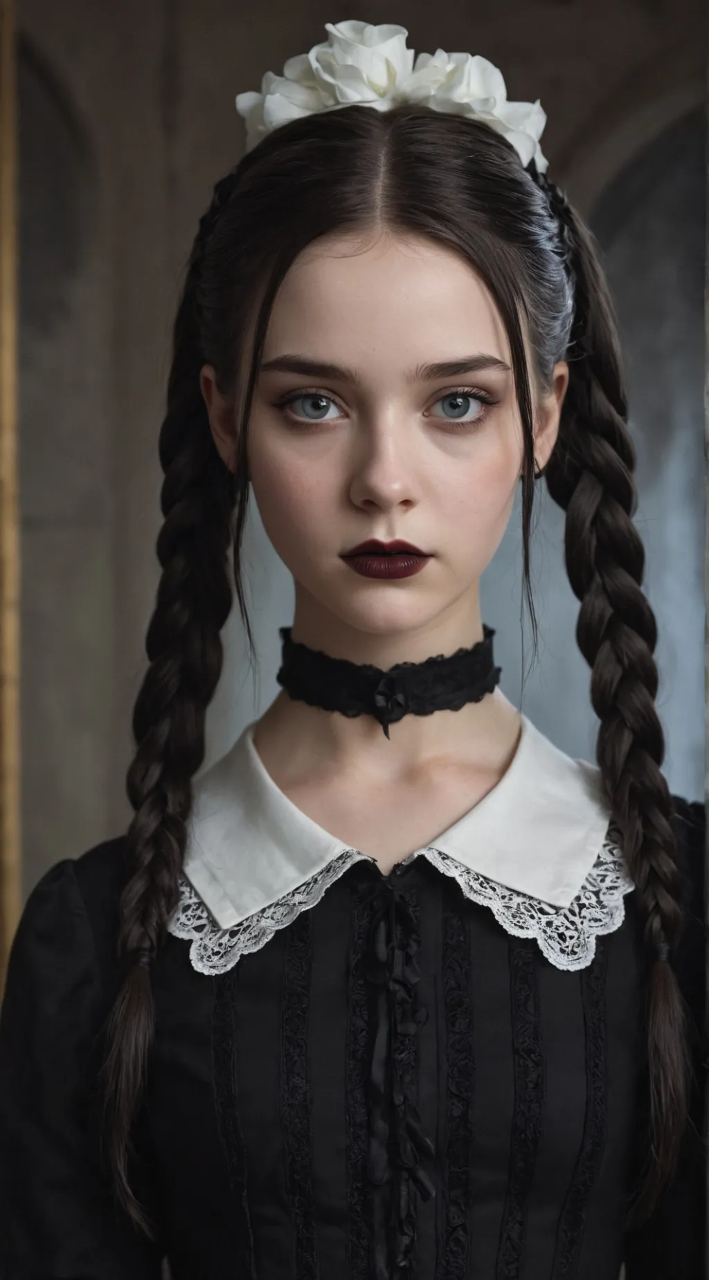 ai character: Wednesday Addams background