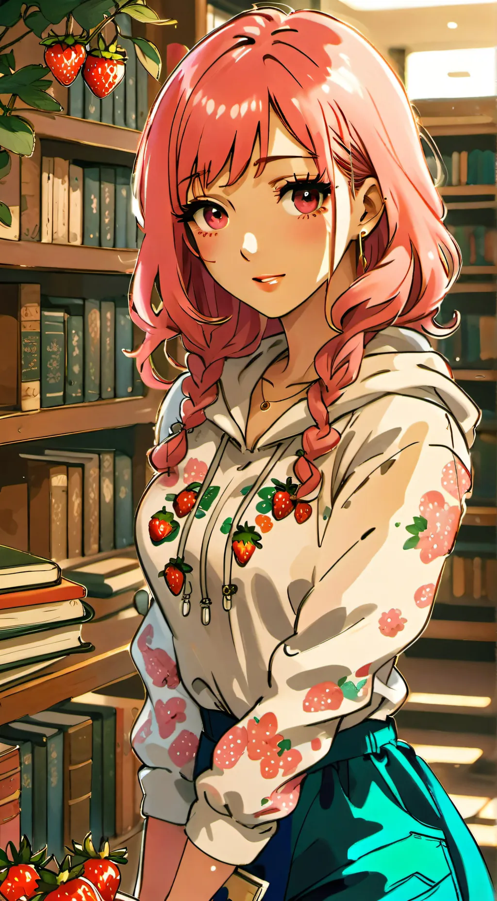 ai character: Strawberry Pink background