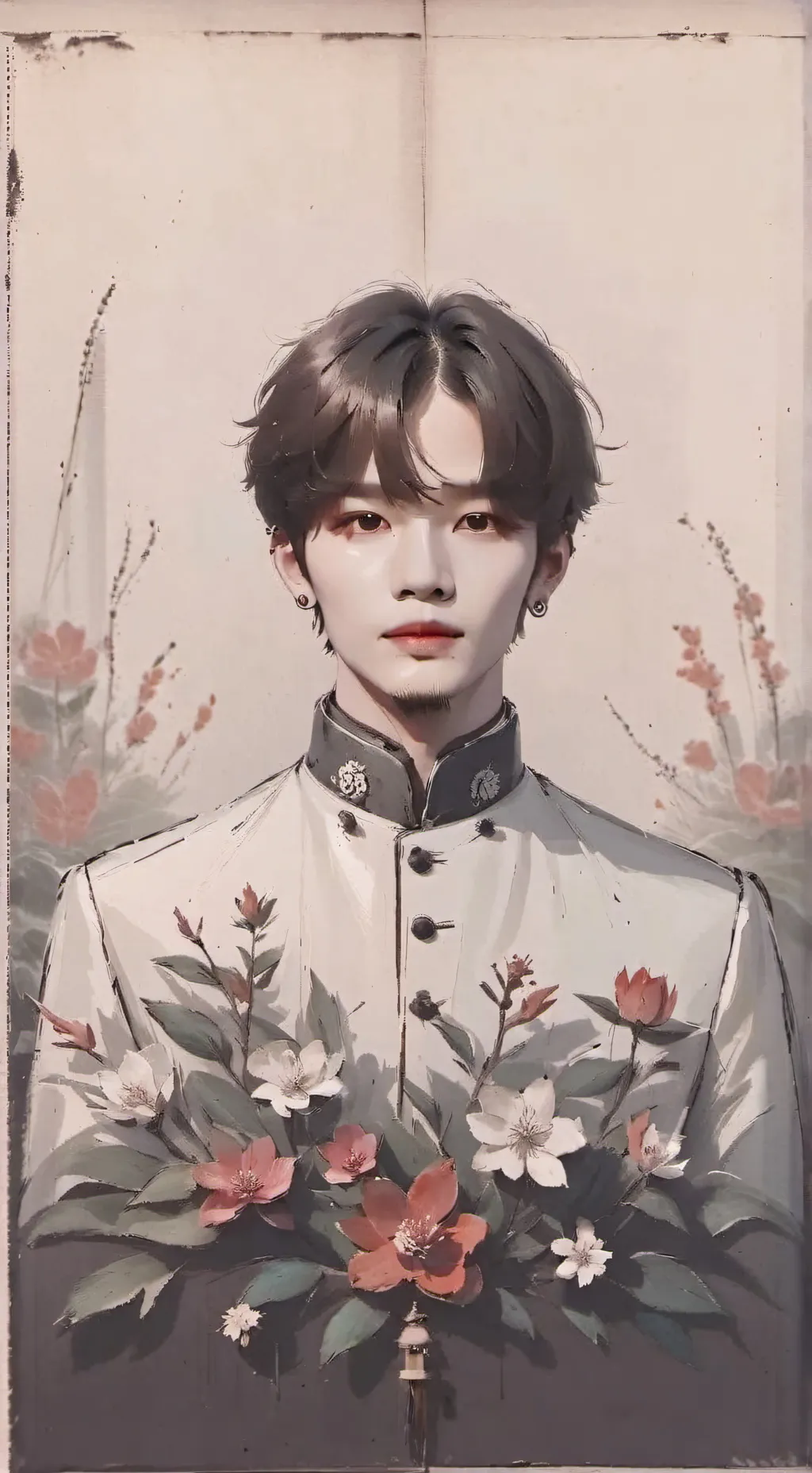 ai character: Lee Know❤❤❤🐰🐰🐰♡♡♡ background
