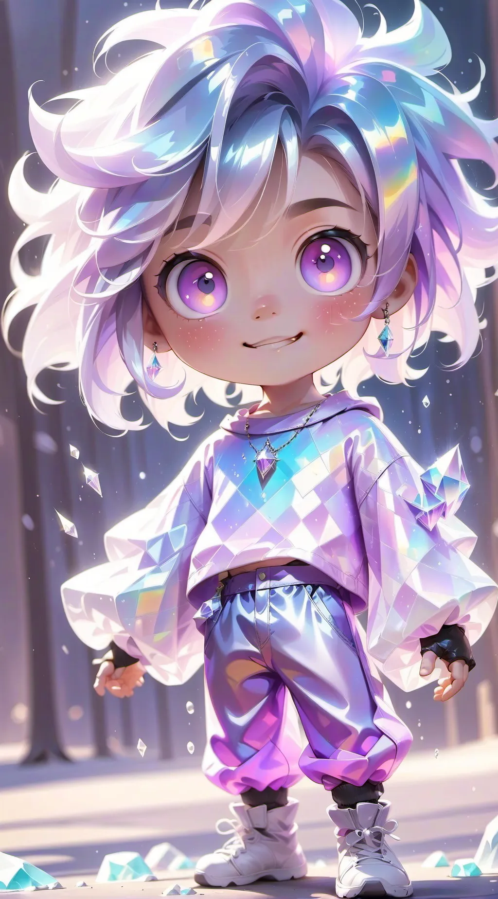 ai character: crystal background