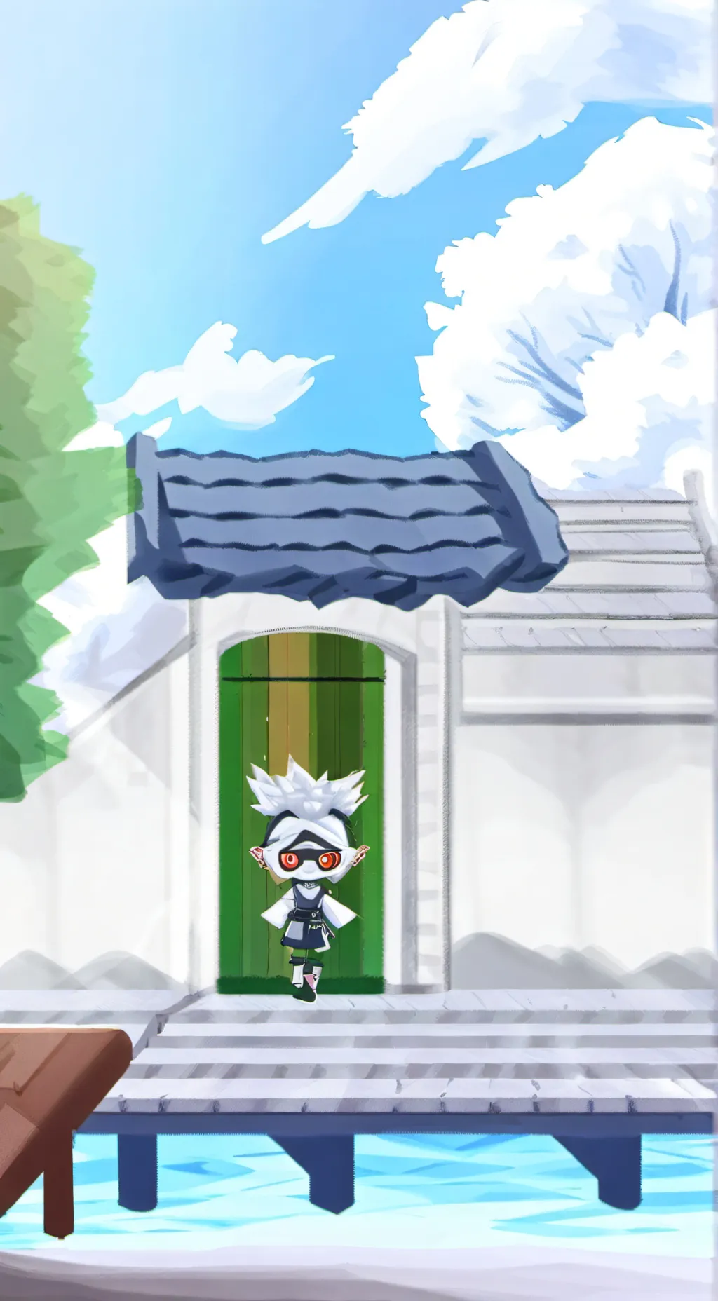 ai character: Sprunki piscina  background