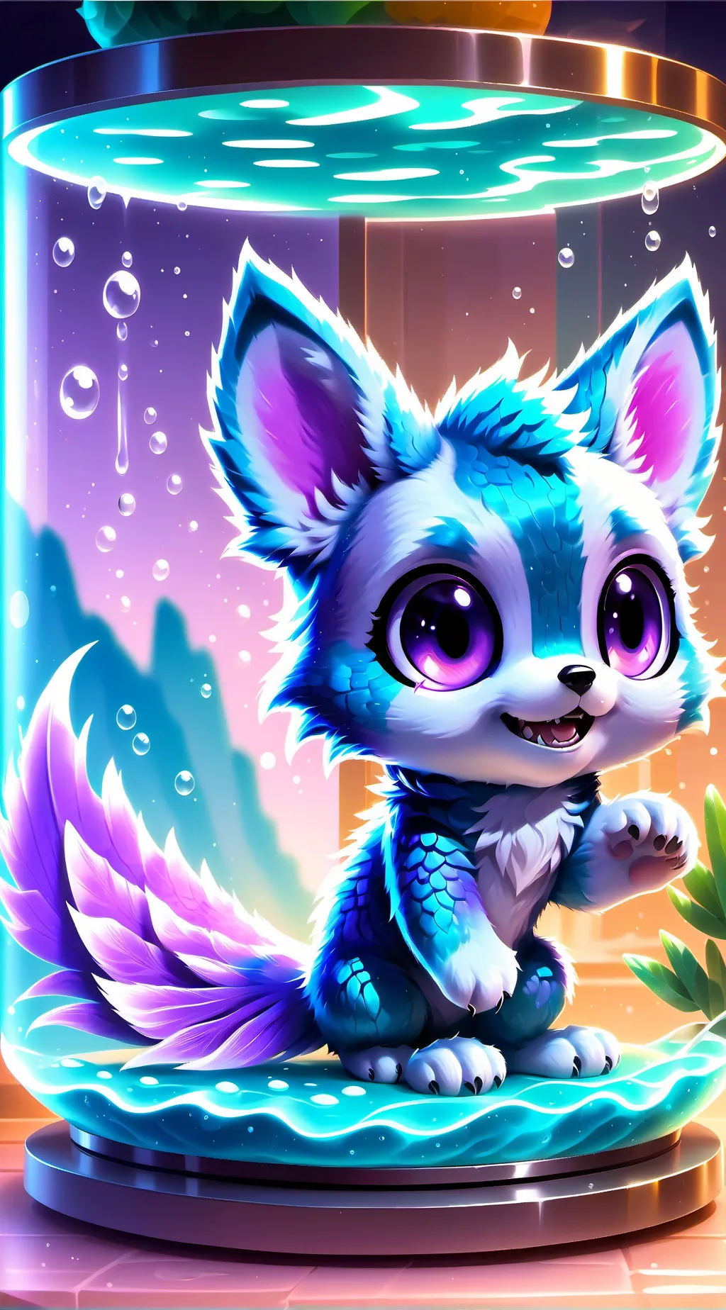 ai character: Purple Paws Spirit background