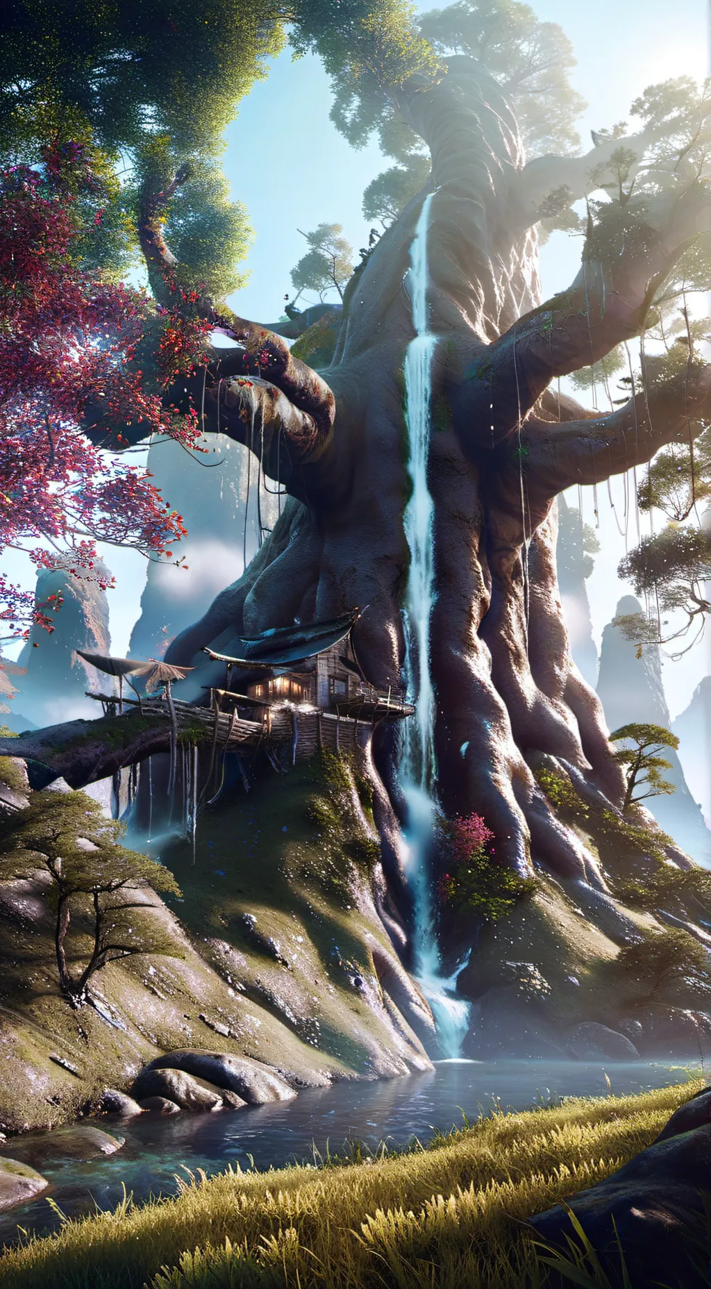 ai character: árbol magico background