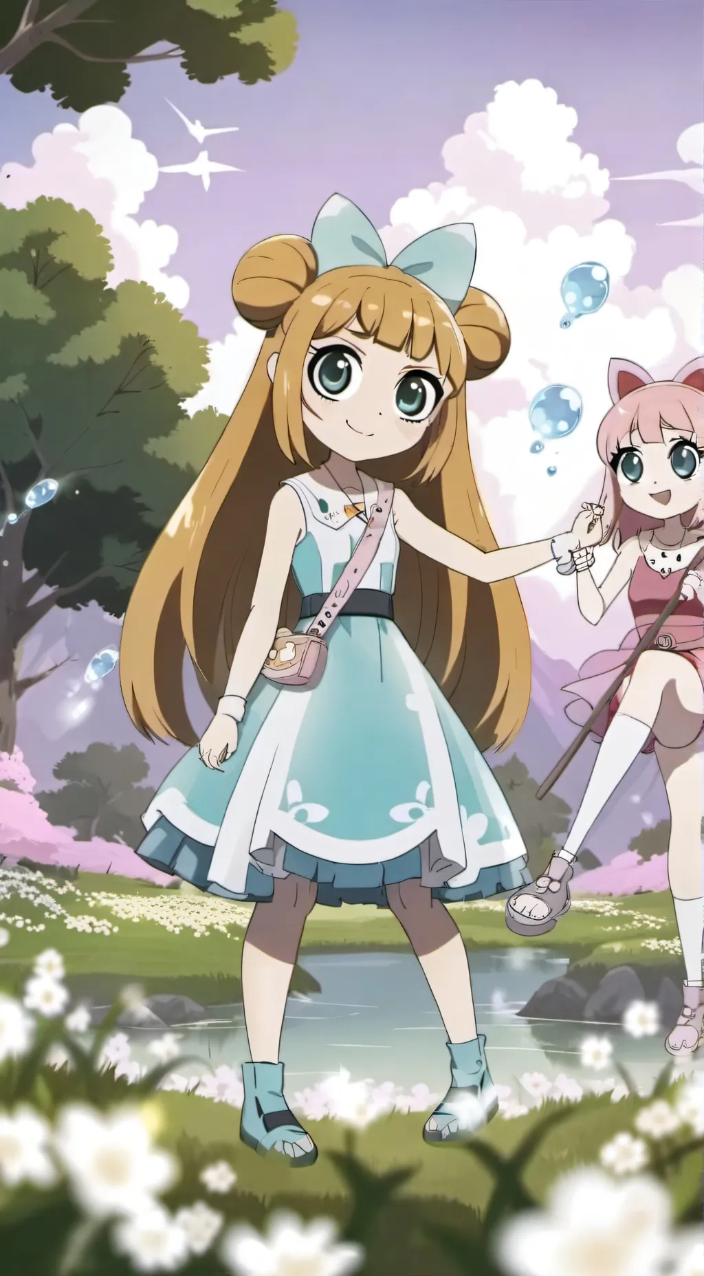 ai character: blossom background