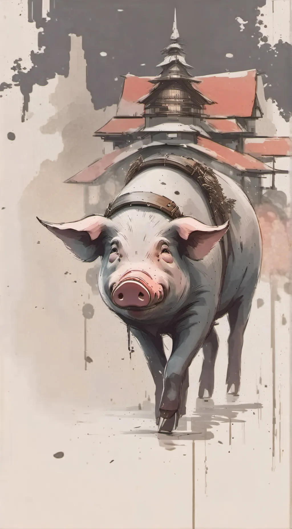 ai character: ROASTER PIG background