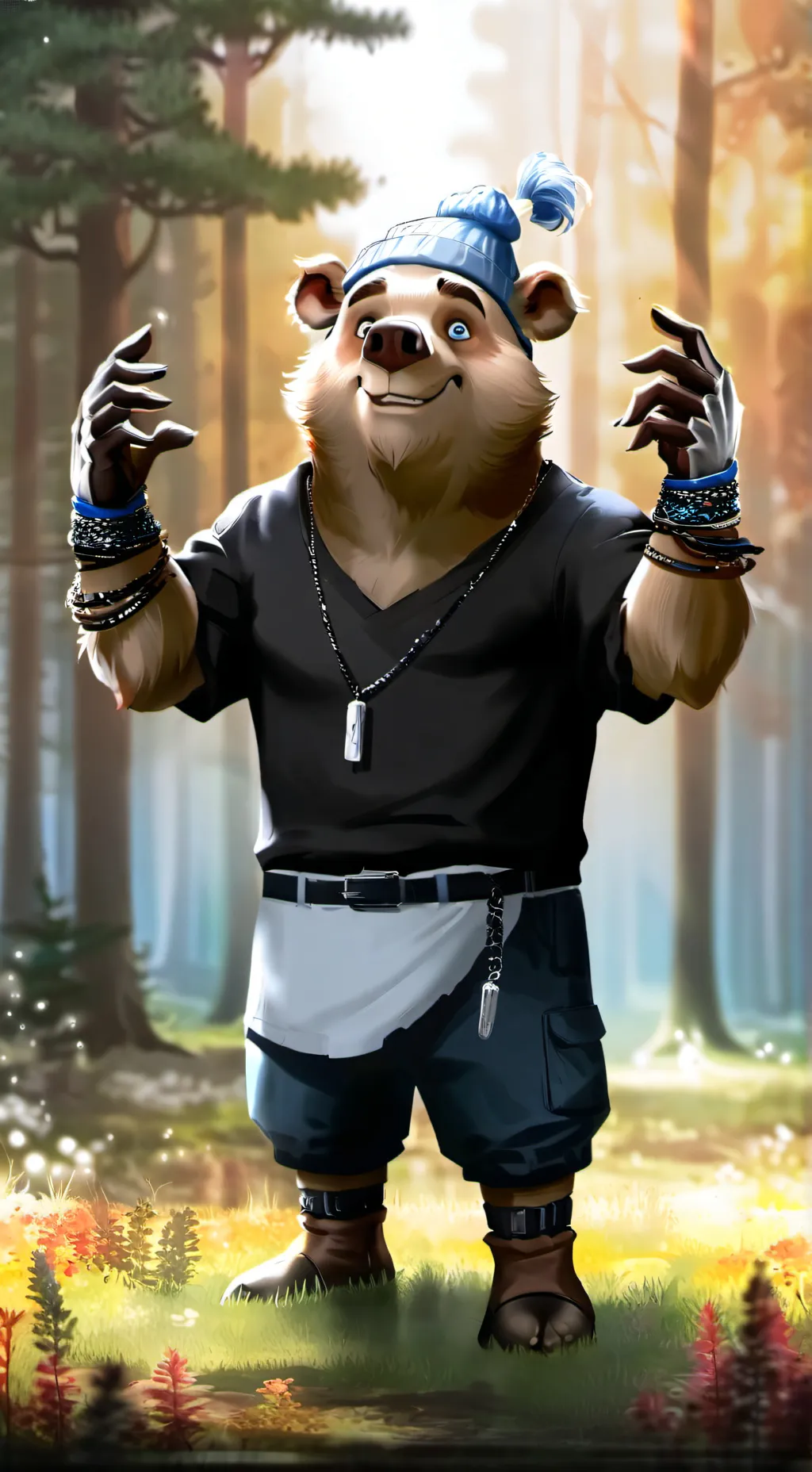 ai character: uncle Samsonite  background