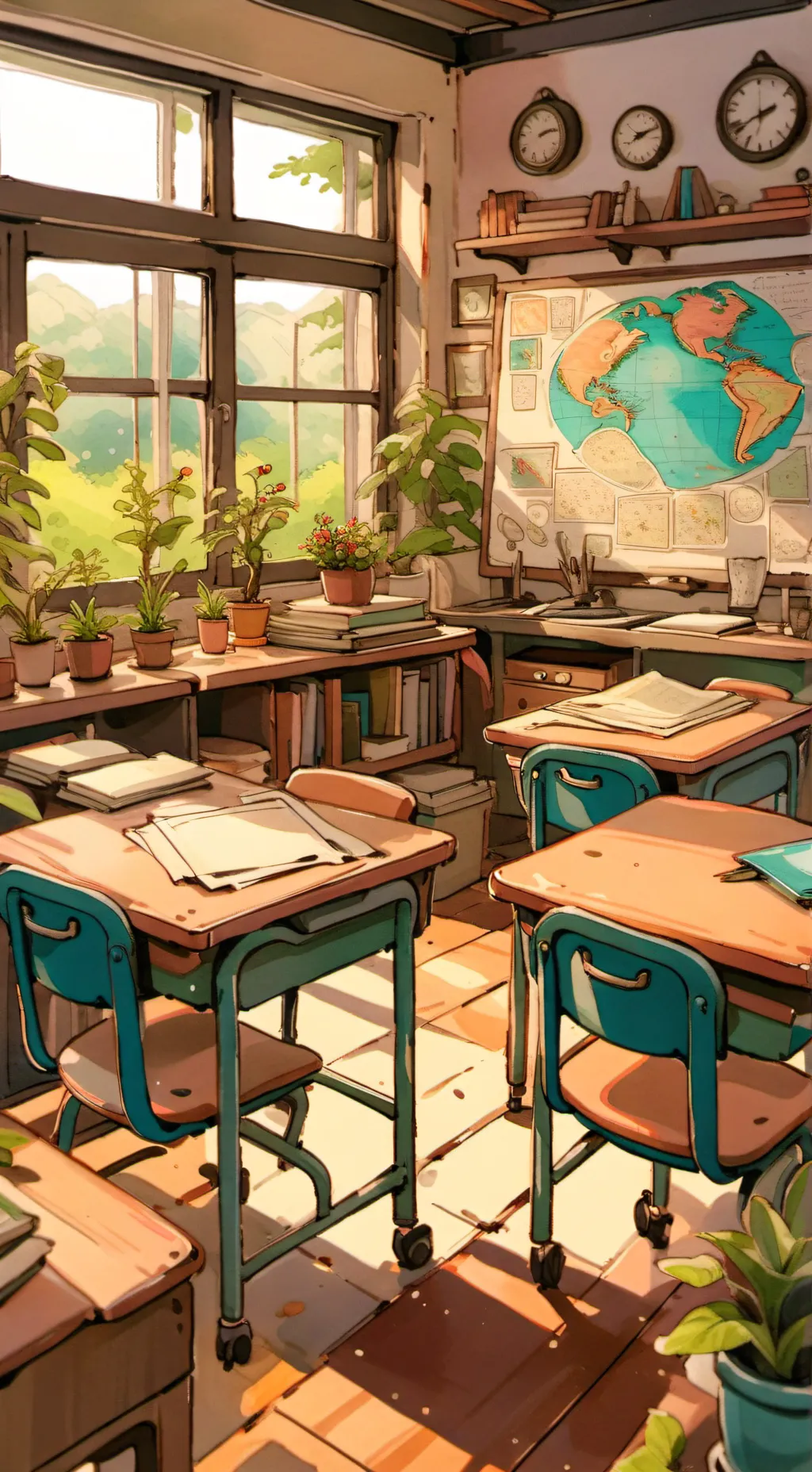 ai character: "Classroom 1-A". 🎀 background