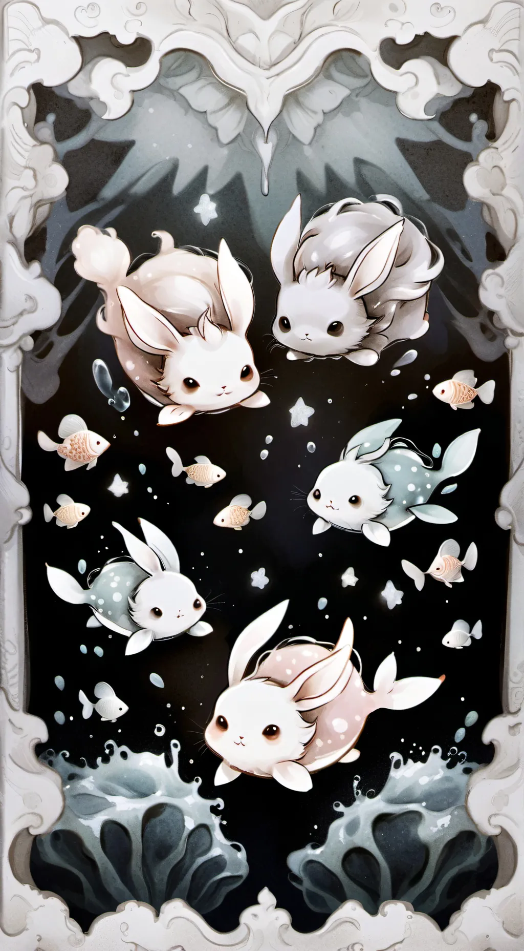 ai character: Sea bunny  >:3 background