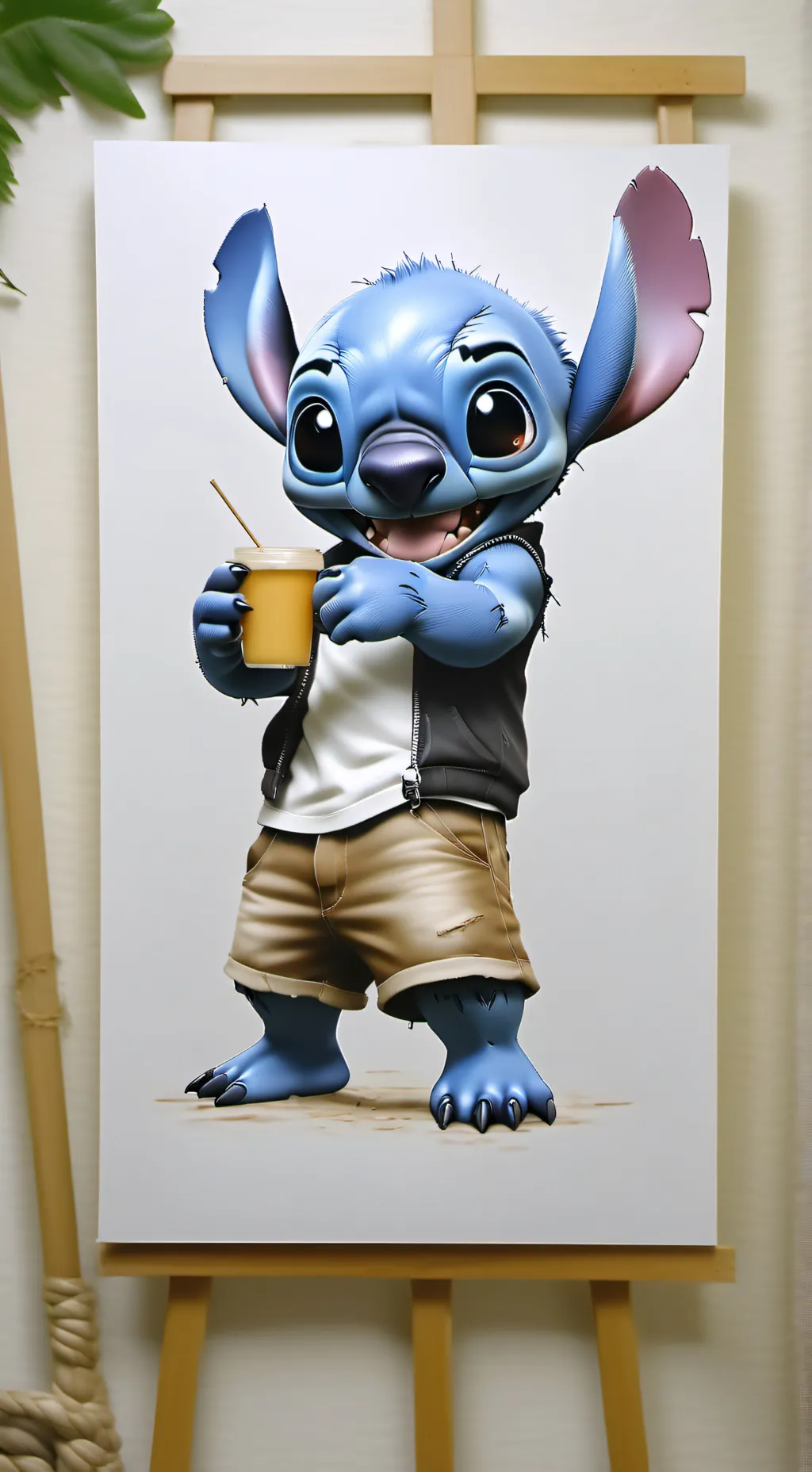 ai character: Stitch  background