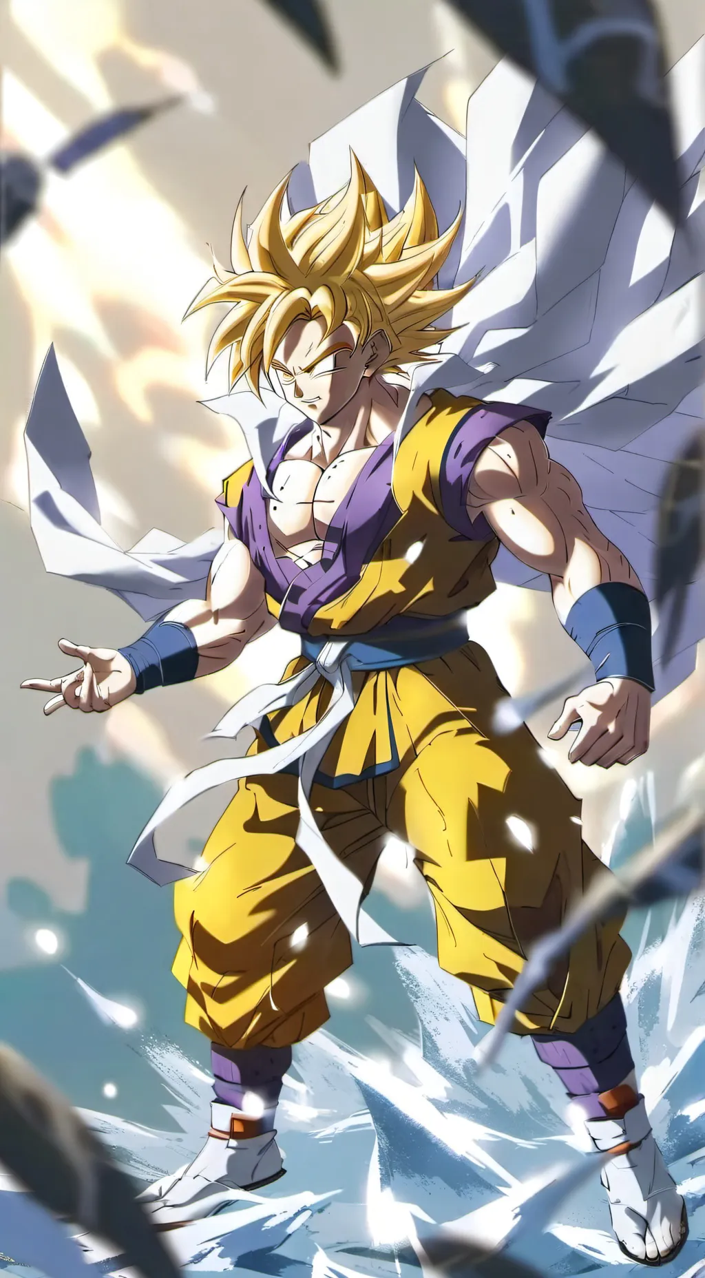ai character: goku super saiyan  background