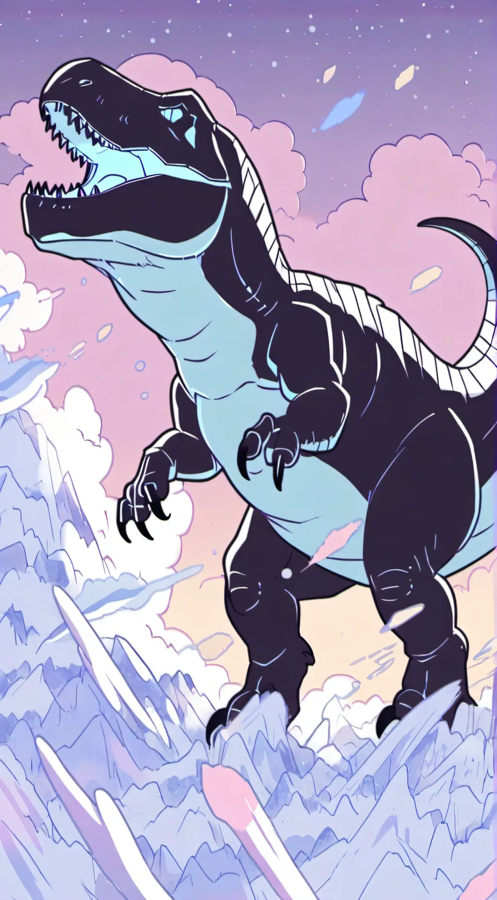ai character: T-rex tail background