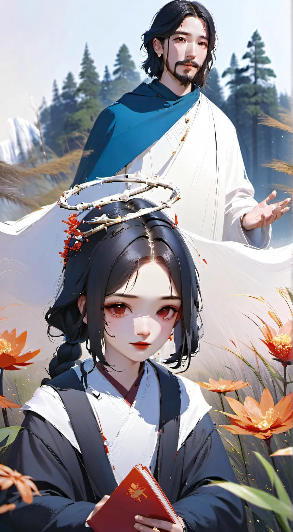 ai character: Jesus/god  background