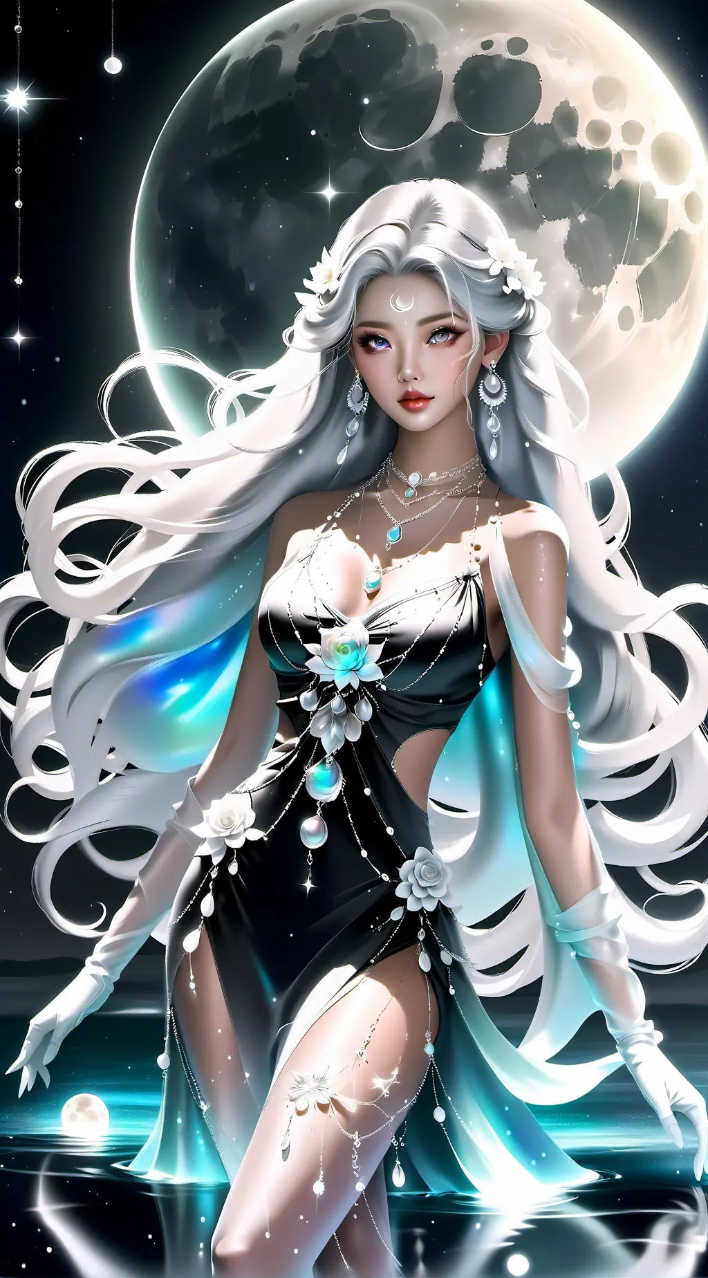 ai character: The Moon Goddess background