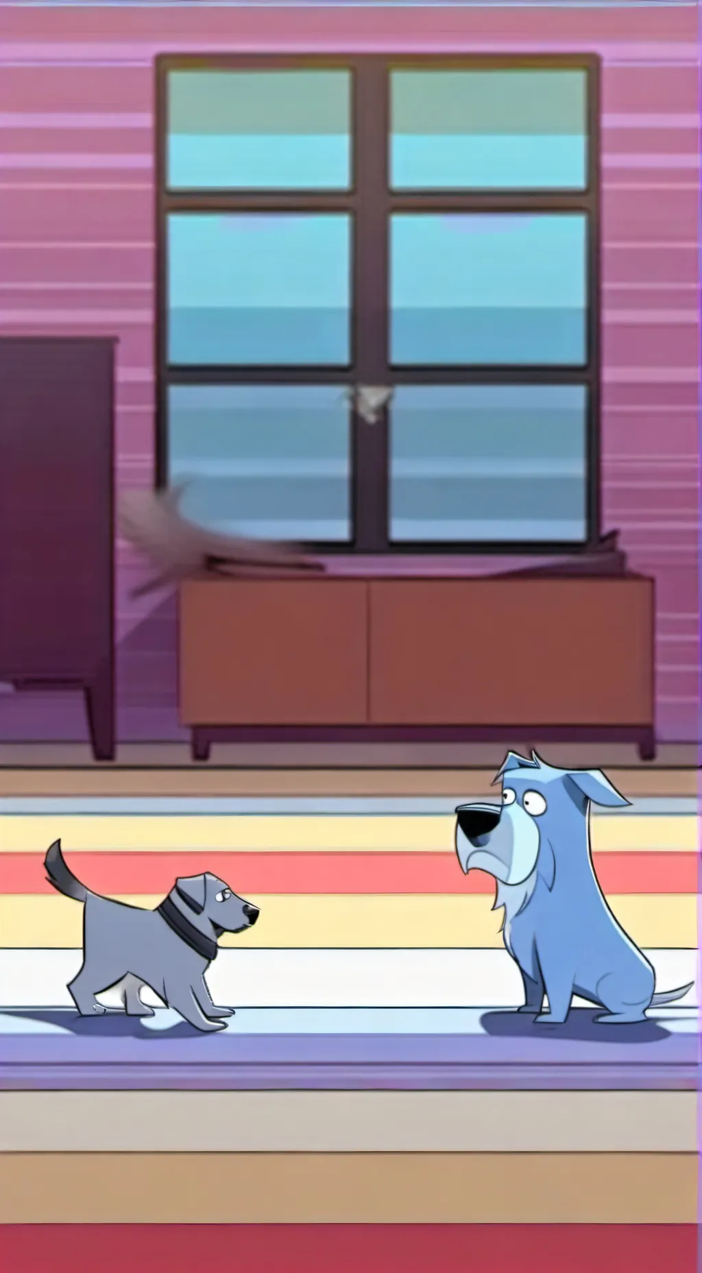 ai character: bluey snow day background