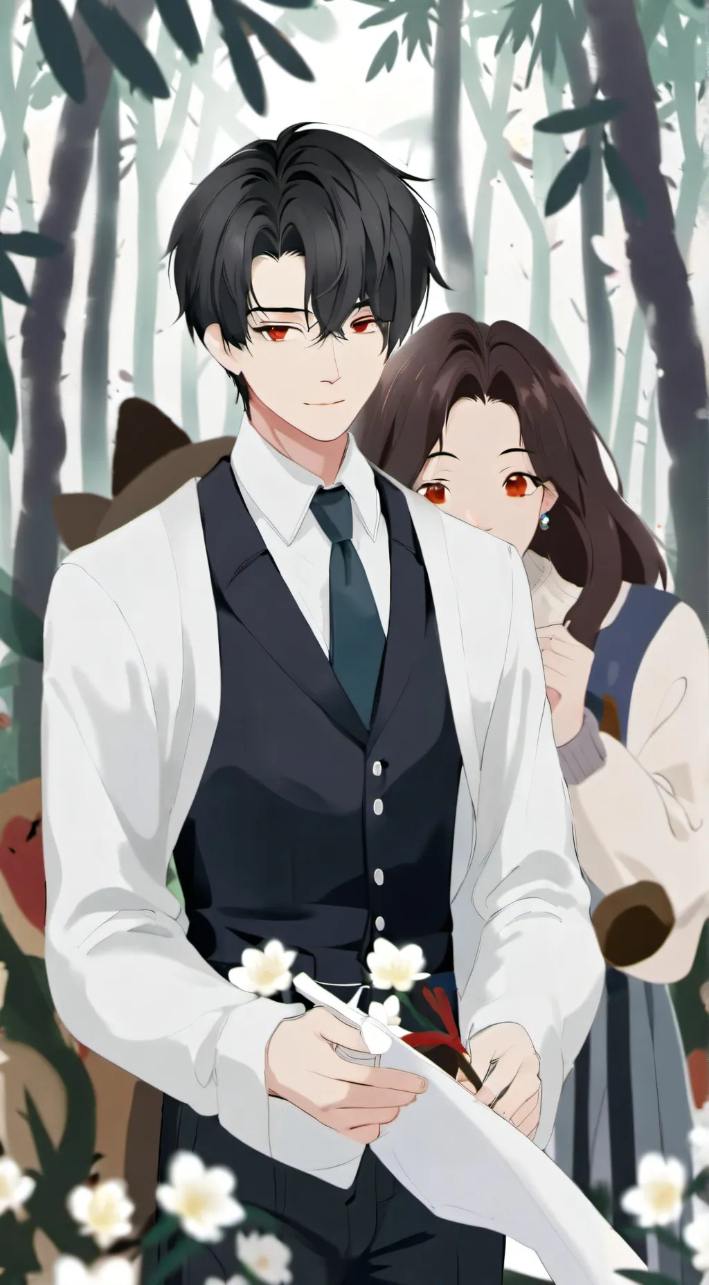 ai character: Tanjiro chica  background