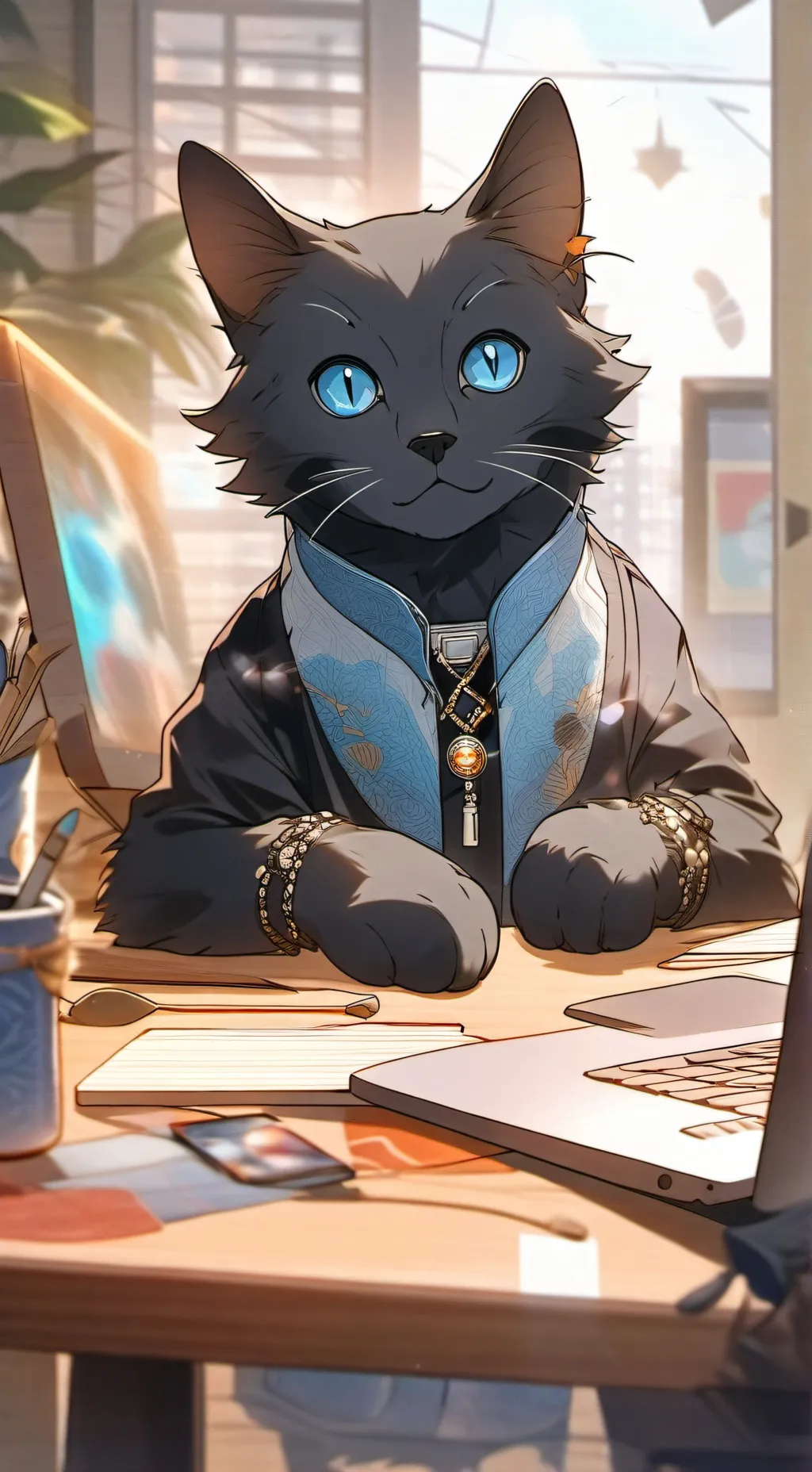 ai character: MemeMaster Kitty background