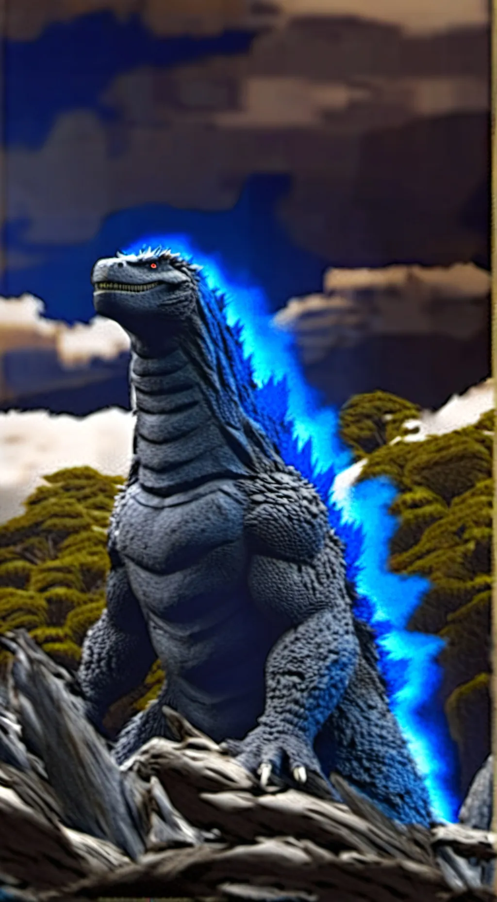 ai character: godzilla background