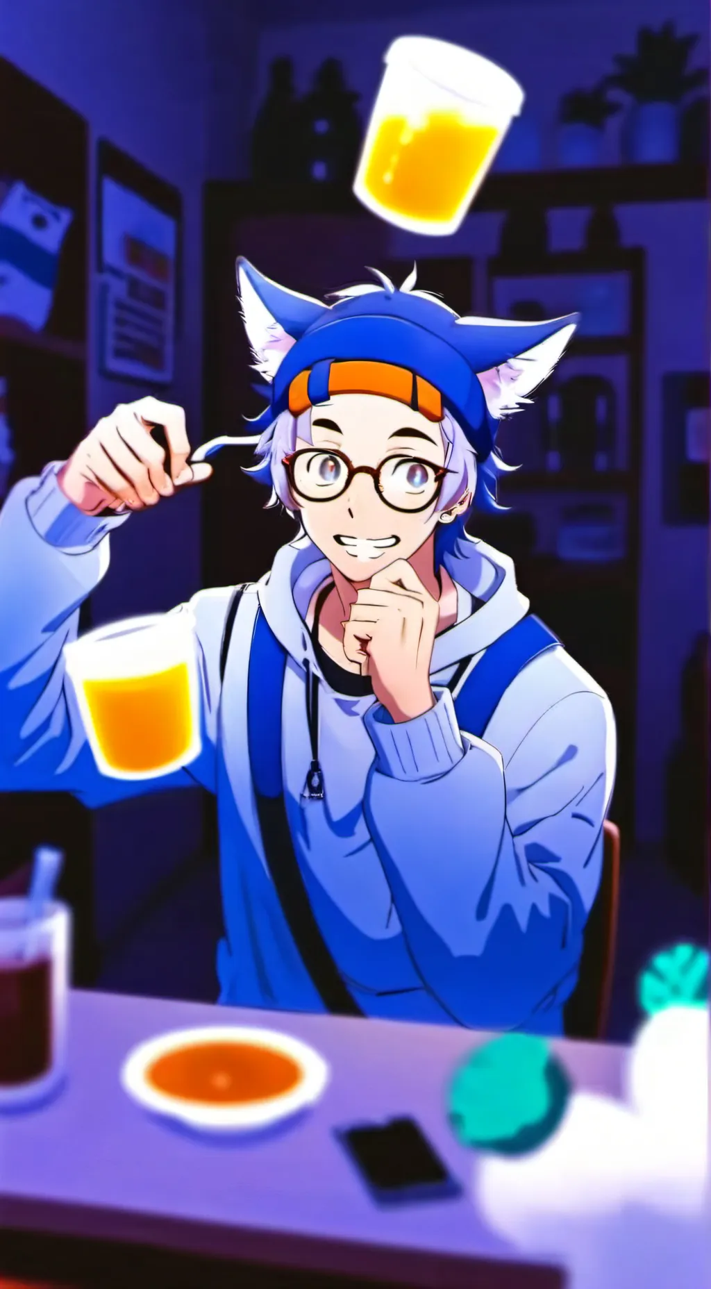 ai character: The Contagious Quantum Latte Theorist background